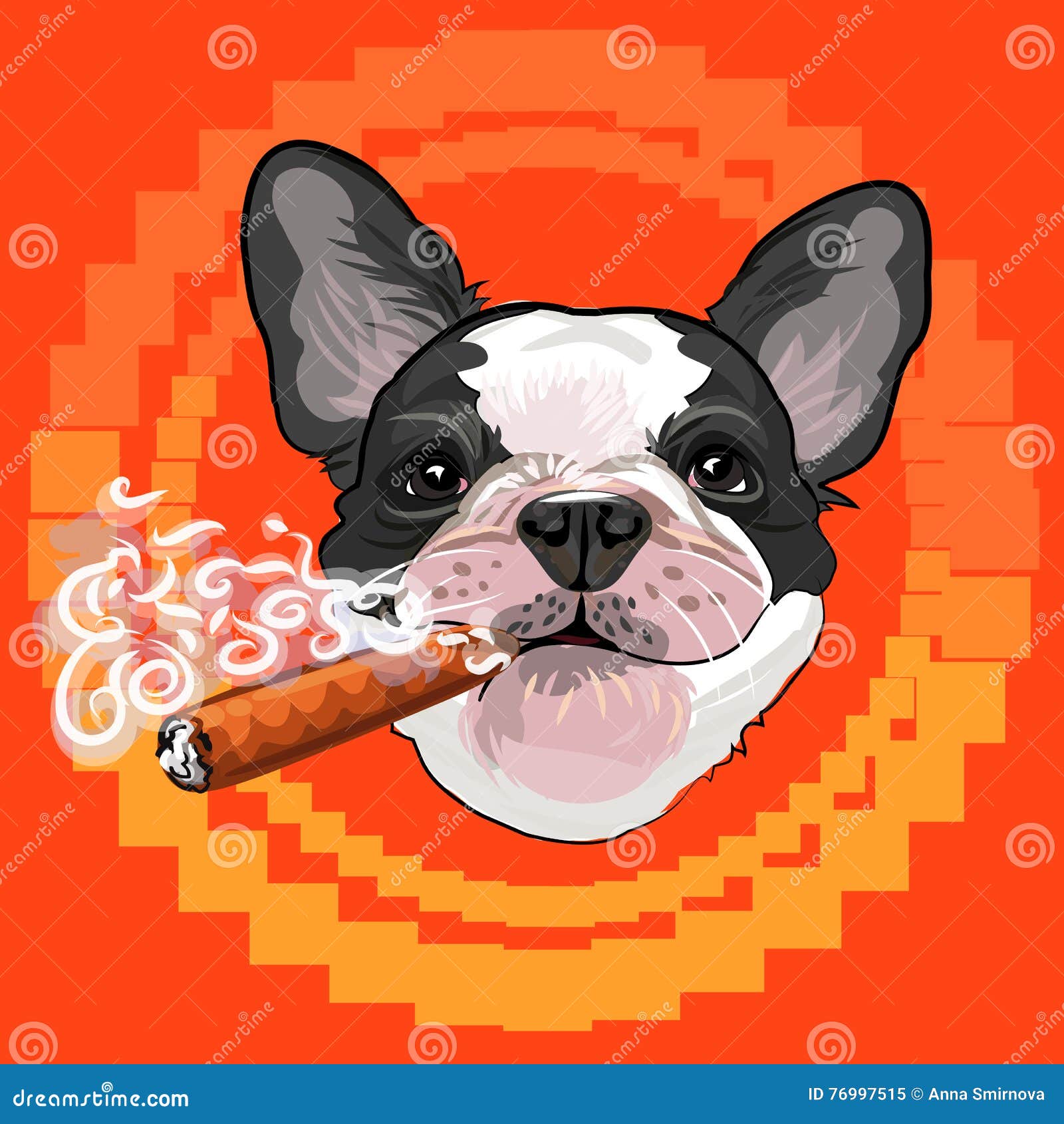 Cabeza De Perro Linda Con Un Cigarro Cubano Stock De Ilustracion Ilustracion De Pista Diversion 76997515