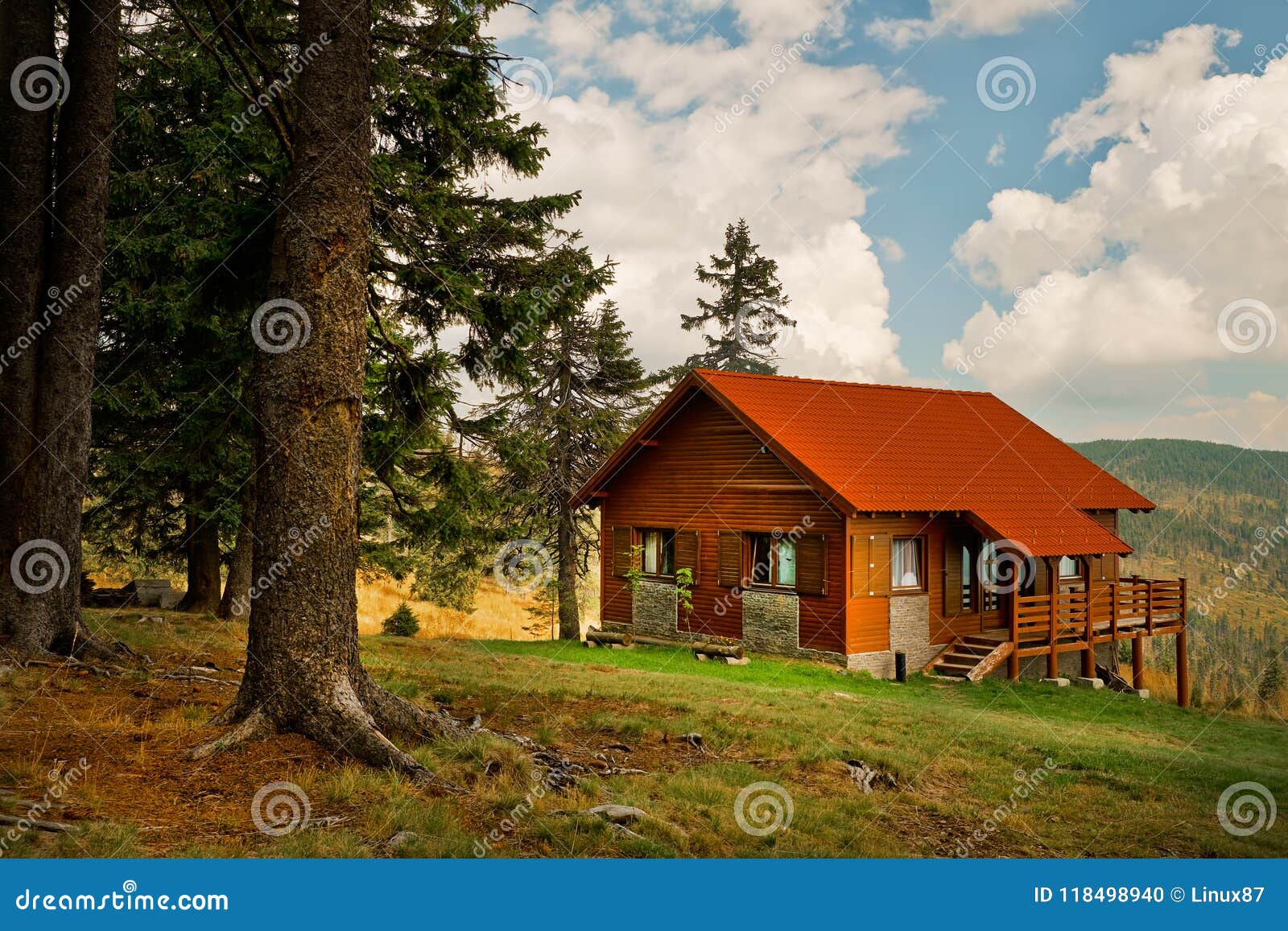 Put away clothes Spit Creep Cabin in Mountain stock photo. Image of europe, european - 118498940
