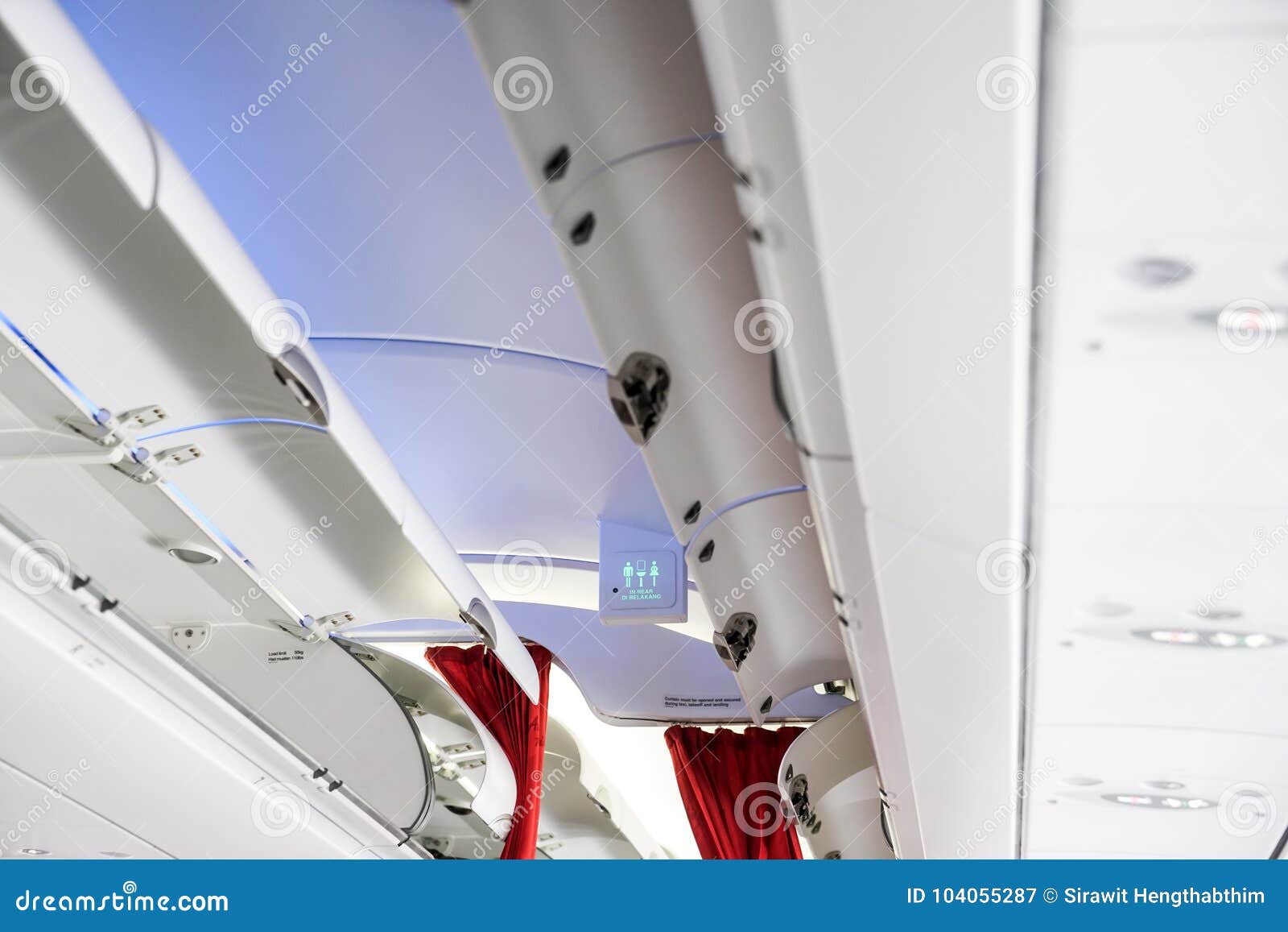 The Cabin Luggage on Airplane Stock Image Image of tourist, interior