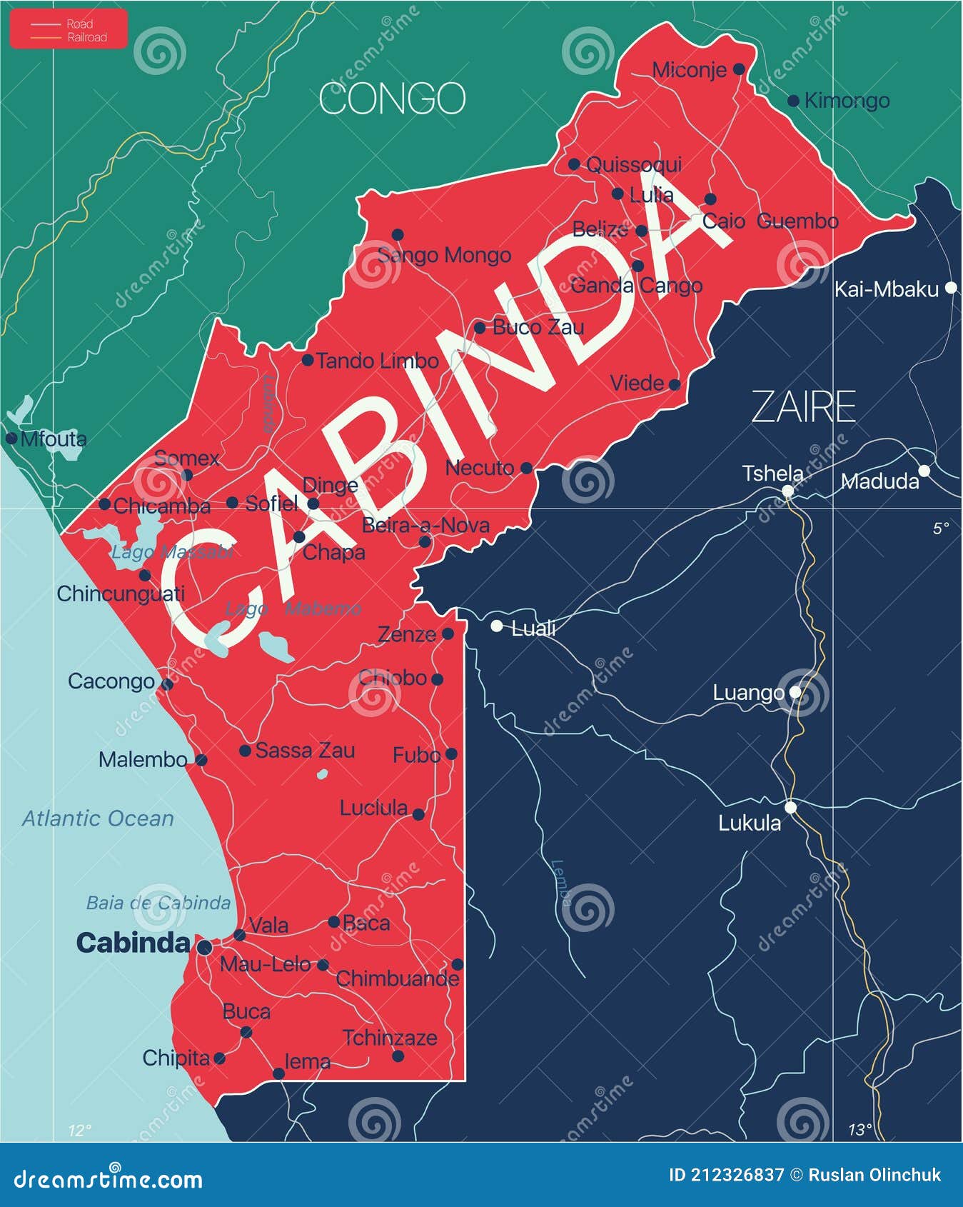 cabinda country detailed editable map