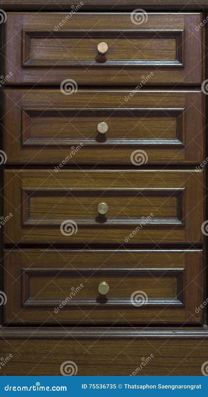 Cabinet With Drawers Made From Dark Wood Stock Image Image Of