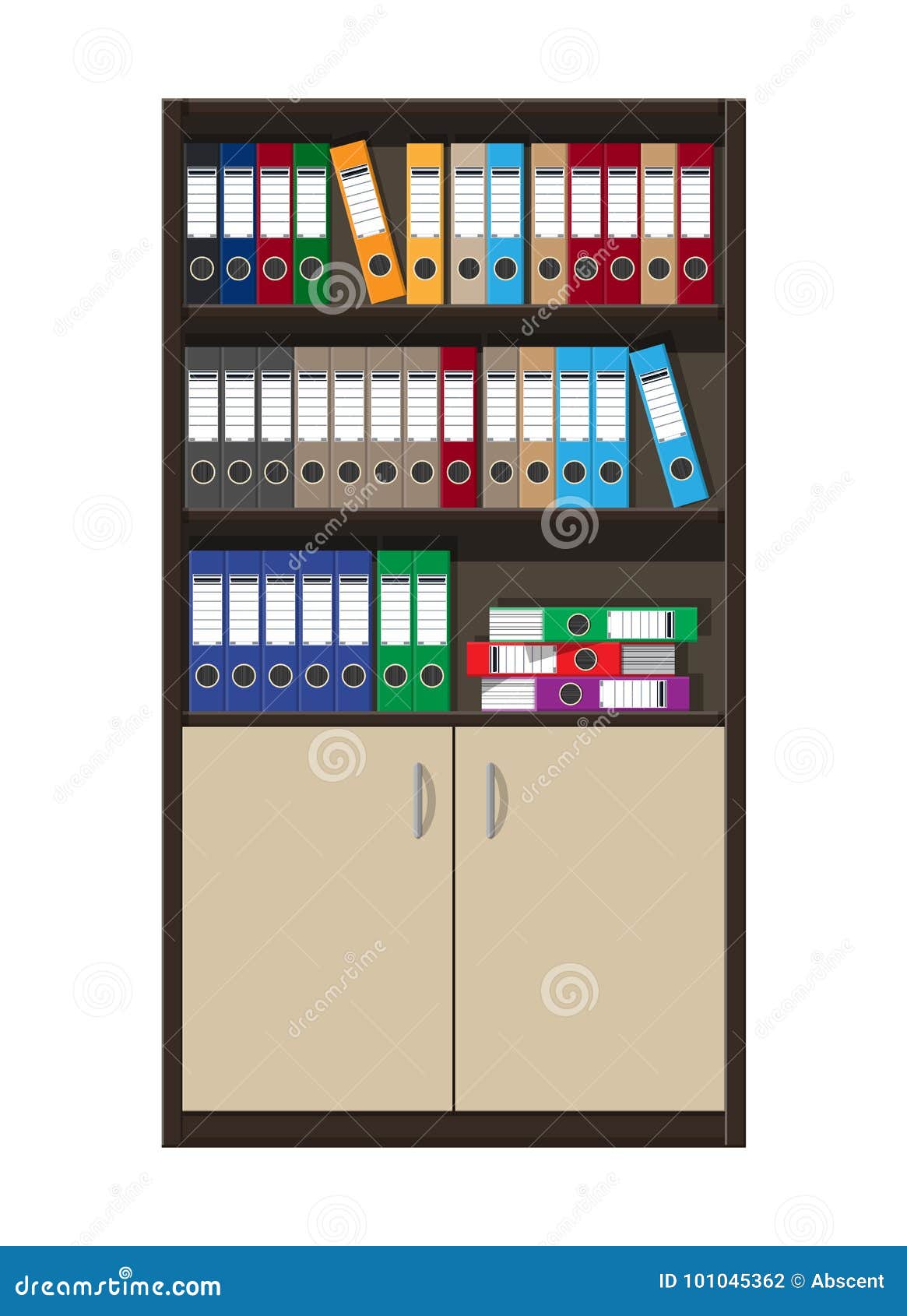 Cabinet And Files Ring Binders Office Folders Stock Vector