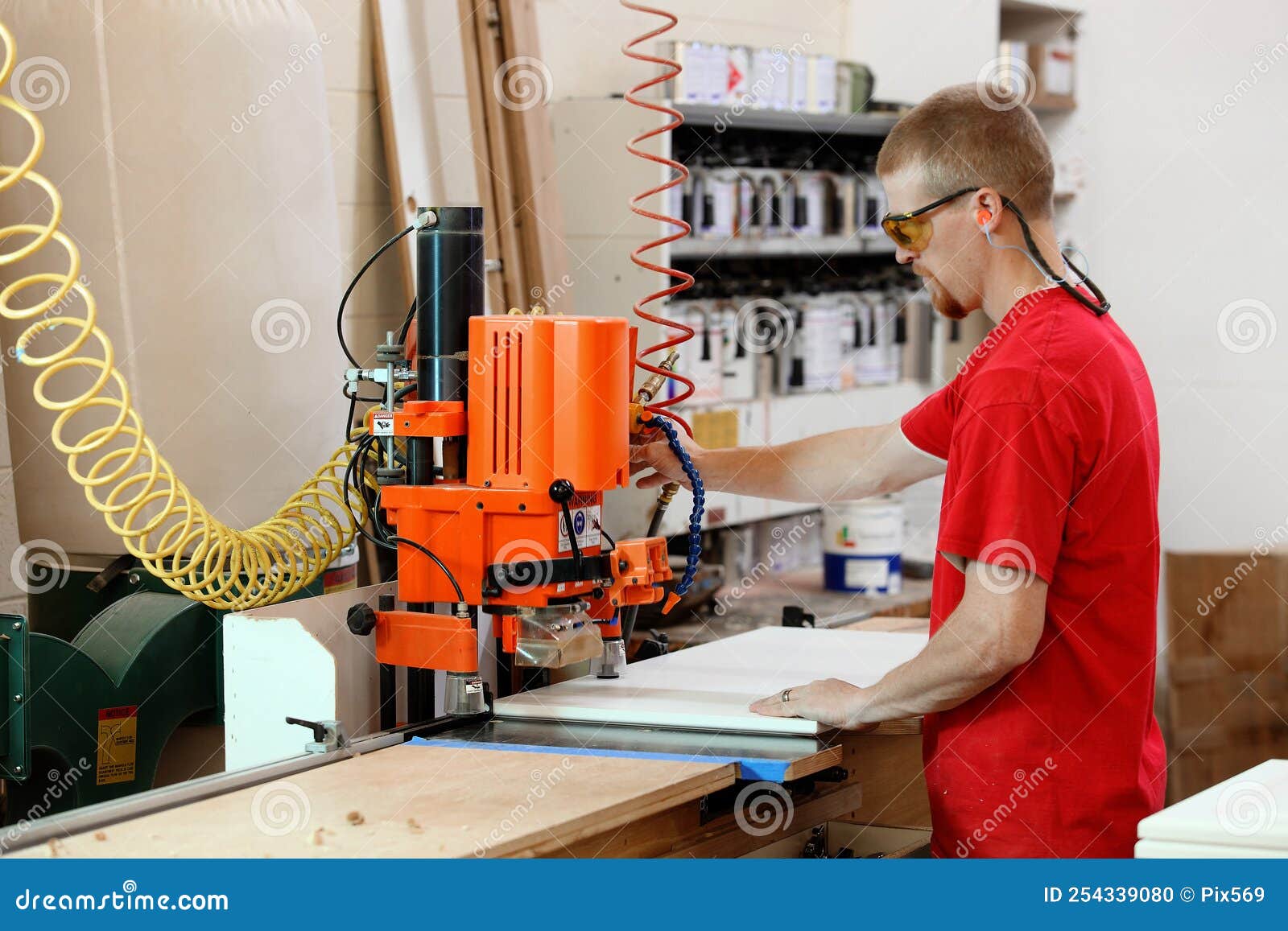 Maker Cutting Hinge Mortises Stock Photo Image of board