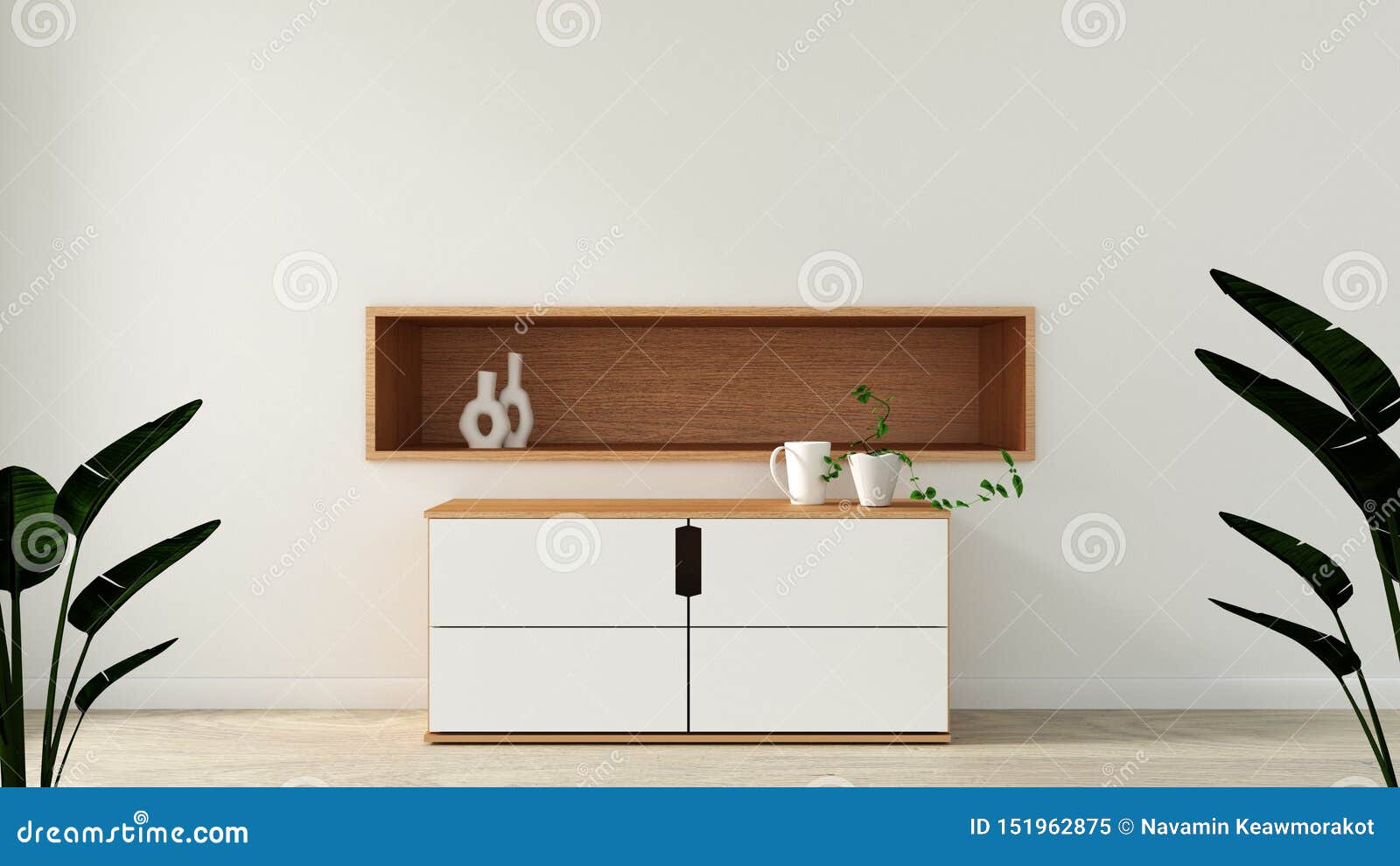 Mock Up Cabinet In Modern Empty Room Japanese Style Minimal