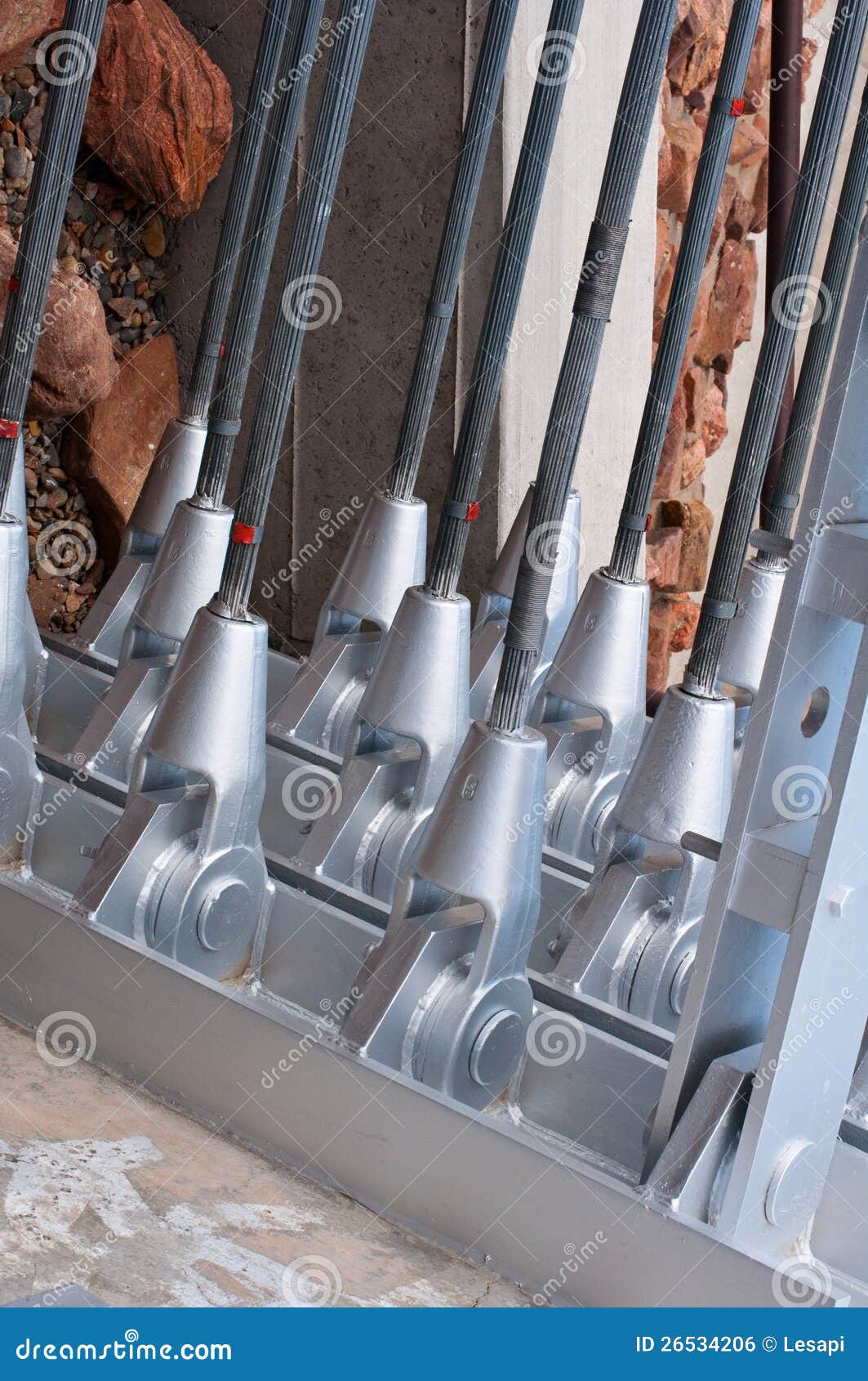 Cable Anchor Detail. Suspension Bridge. Stock Photo Image of steel