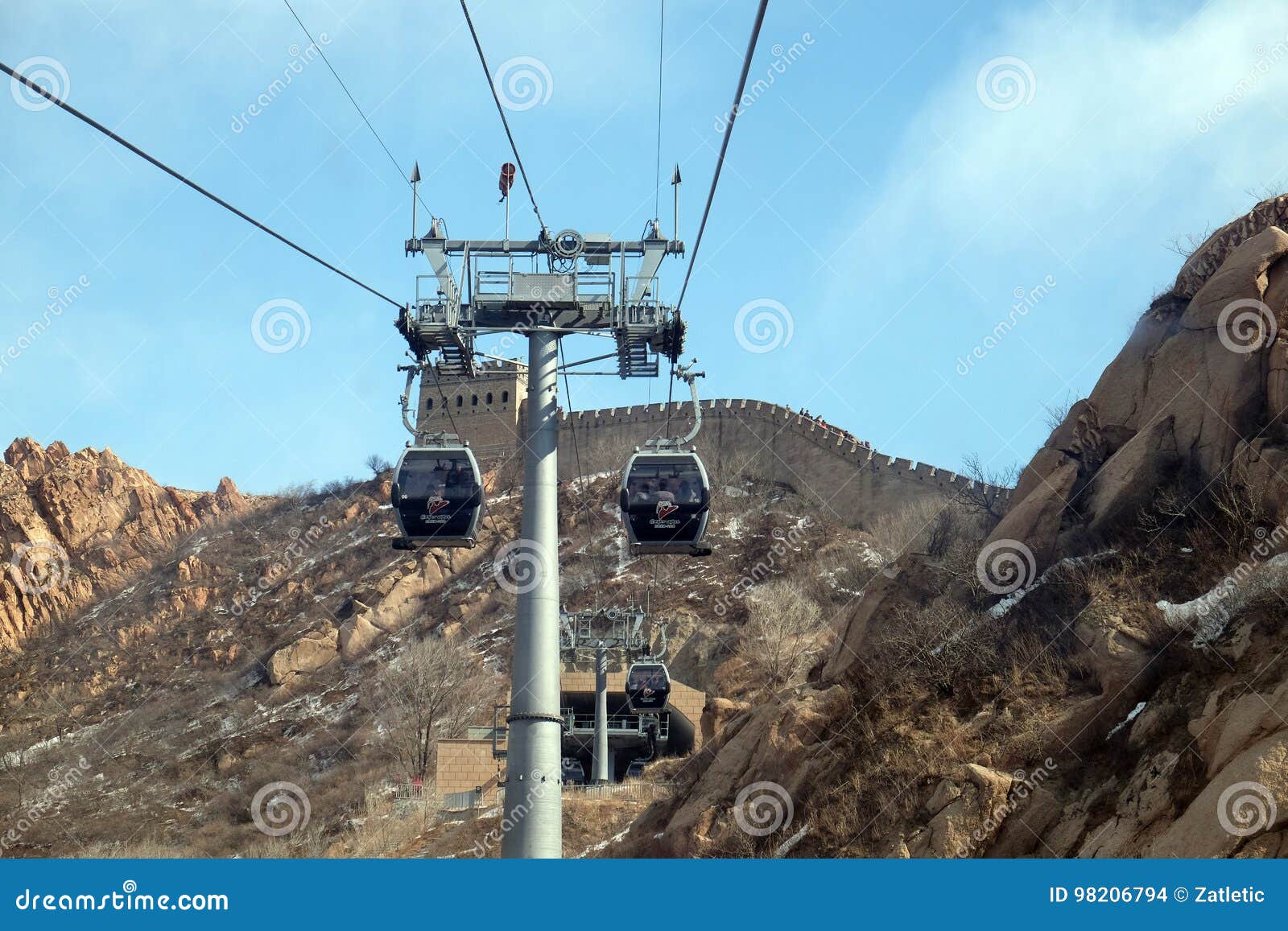 Cable Car At The Badaling Great Wall, China Editorial Stock Image