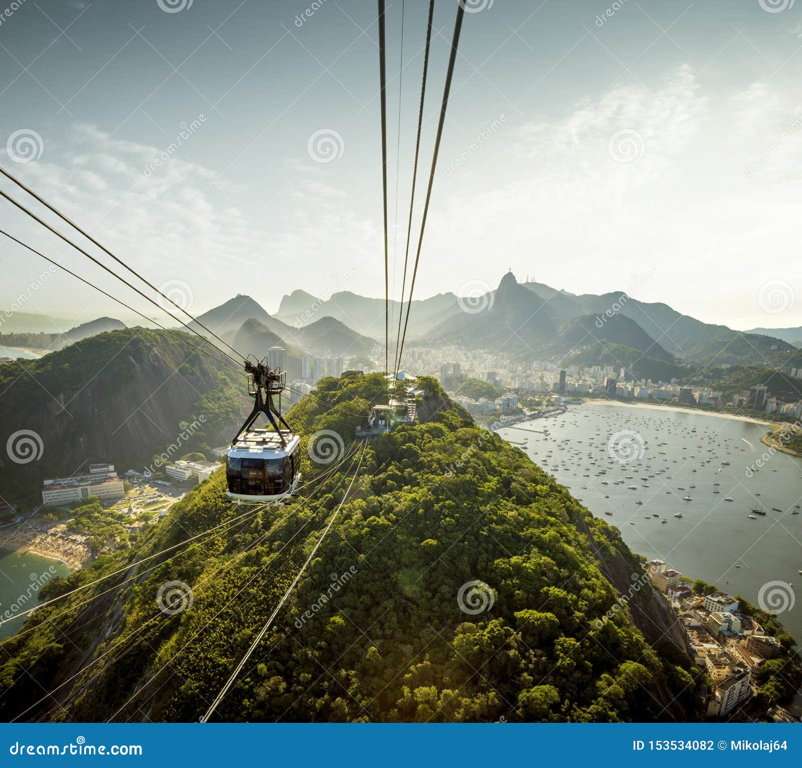 cable car going to sugarloaf mountain in rio de janeiro, brazil