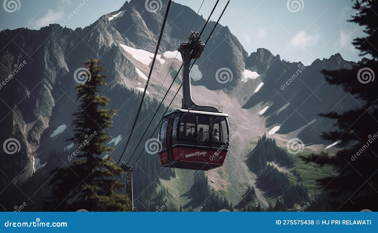 Cable Car or Gondola To Mountain Peak. Generative Ai Stock Photo Image of resort, gondola