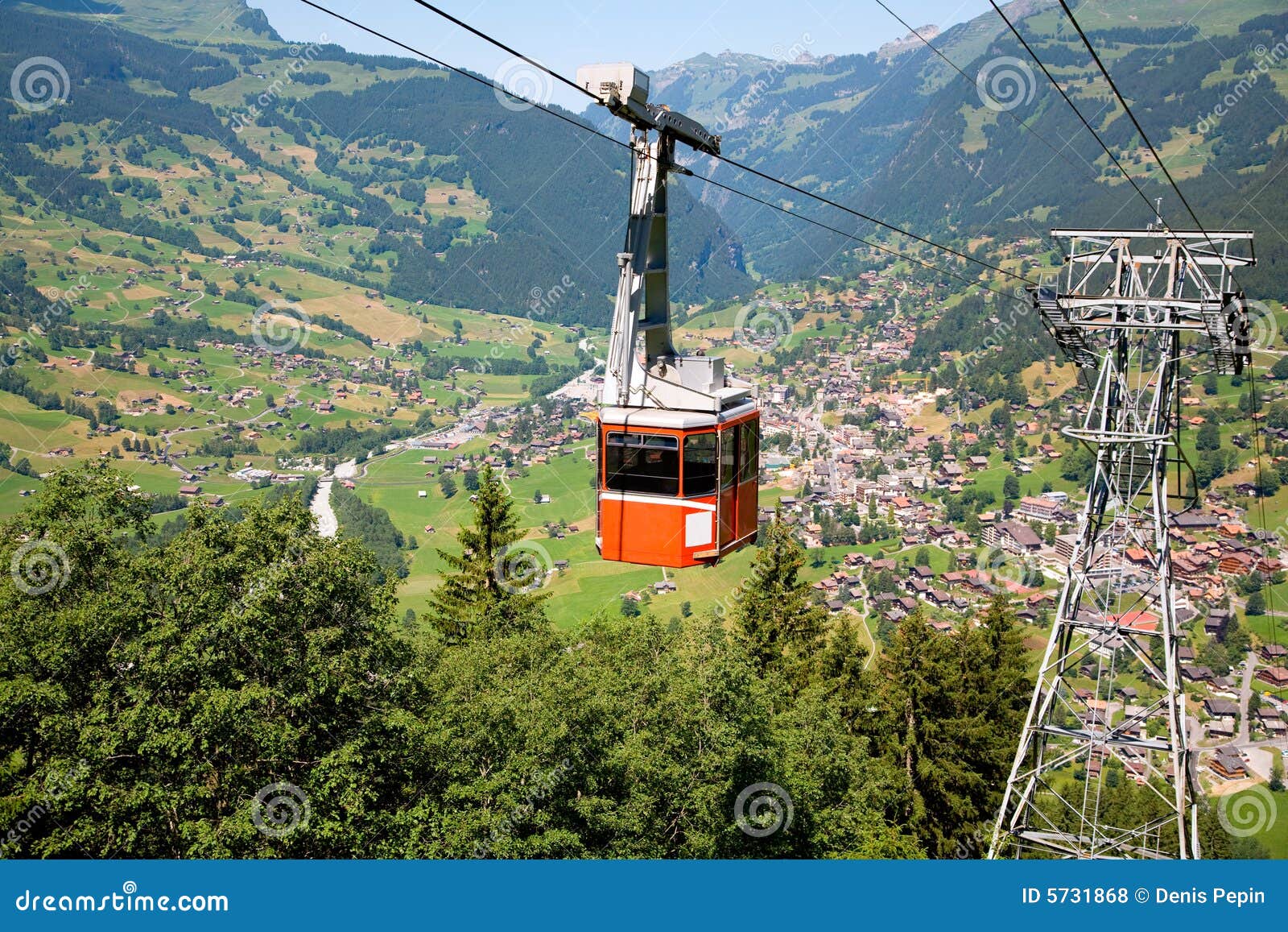 Cable Car in Grindelwald, Bern Canton, Switzerland Stock Photo Image