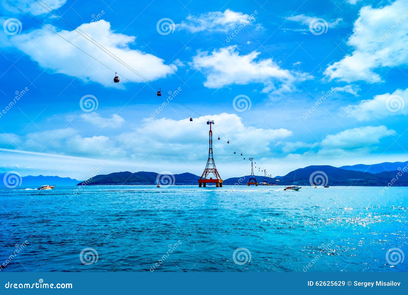 The Cable Car at Nha Trang Beach Stock Image Image of landmark, high