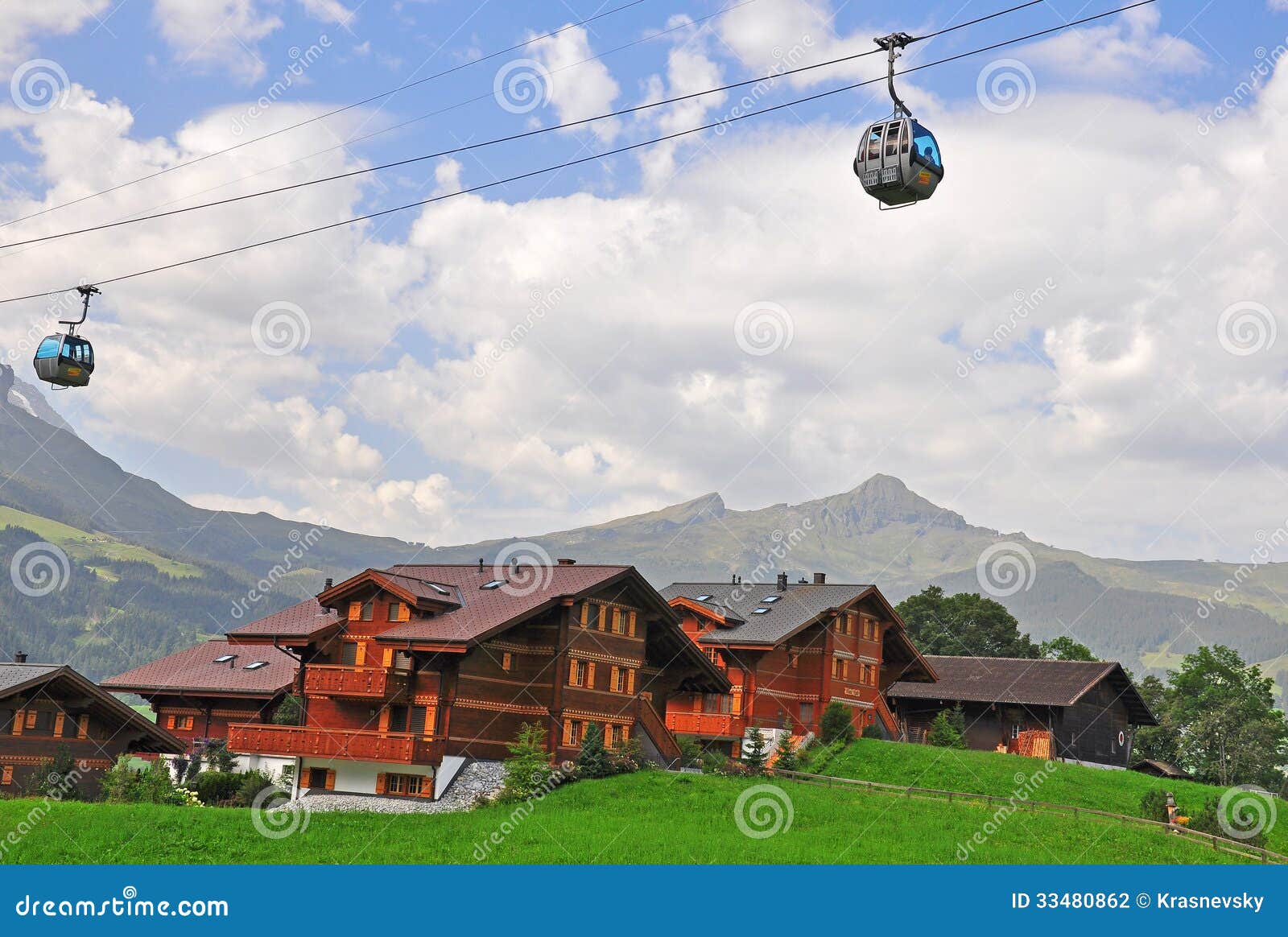 Cable car in swiss Alps stock photo. Image of cable, mountains 33480862