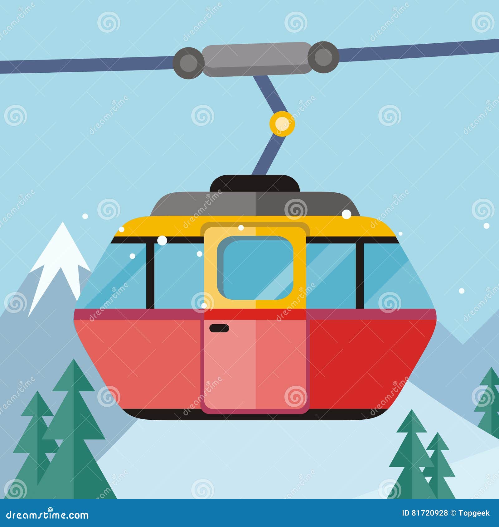 Cable Car Vector Illustration in Flat Design Stock Vector