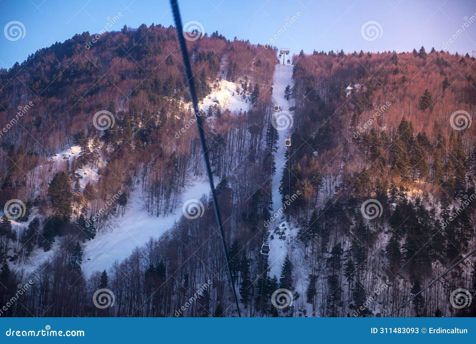 the cable cars at the uludag winter tourism center