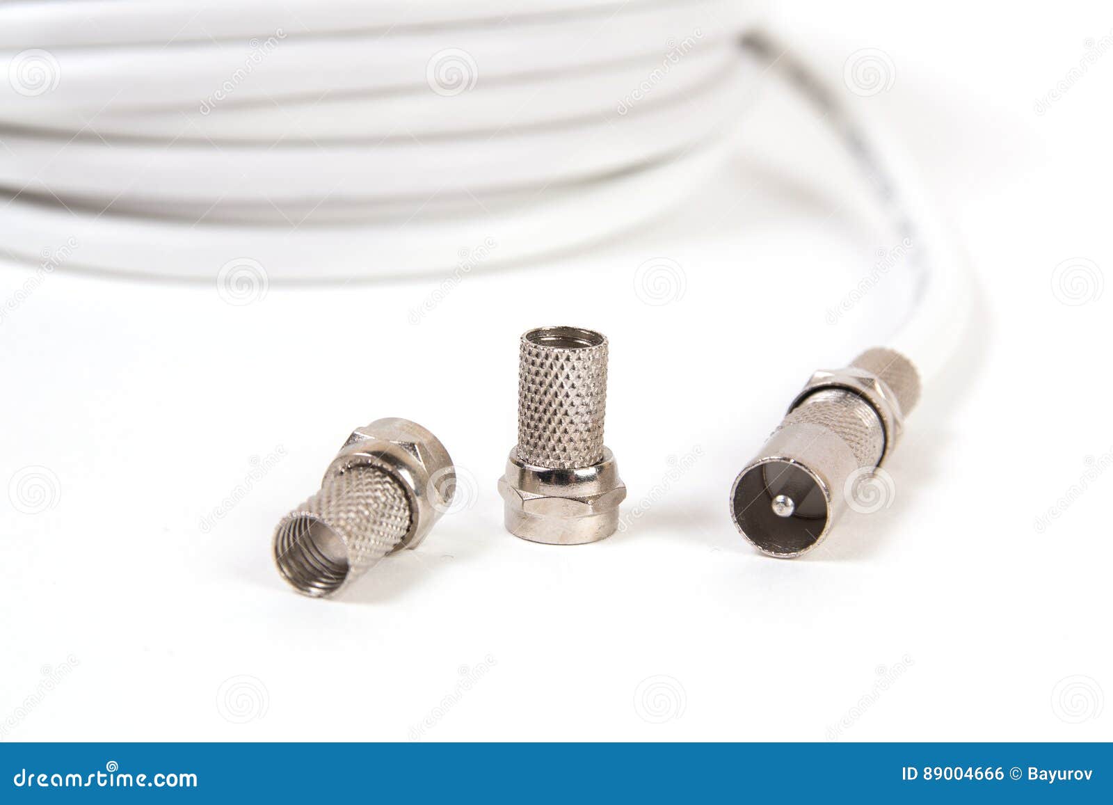 Cable Coaxial Y Conectores De La TV Foto de archivo Imagen de conecte