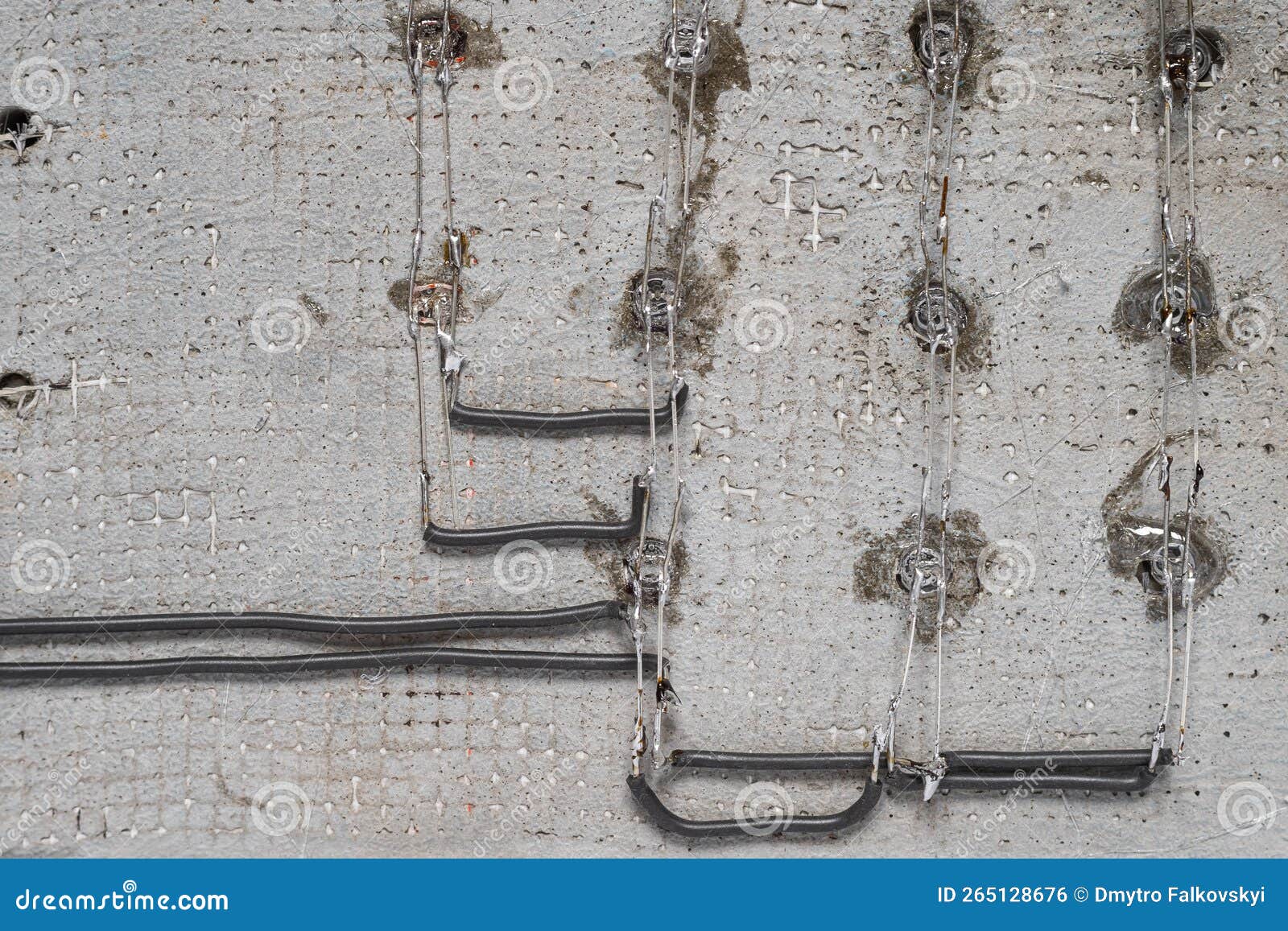 Cable Connections in Concrete with LEDs Stock Photo Image of service