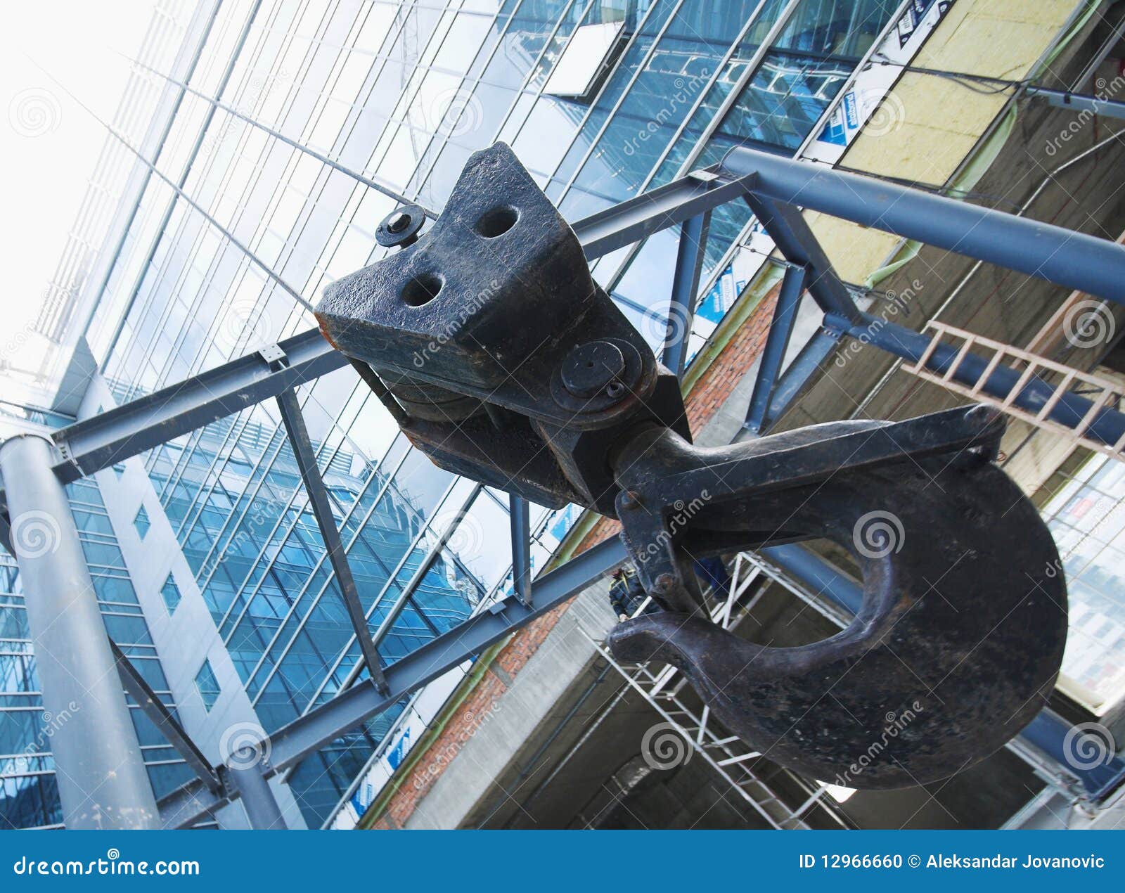 Cable crane hoist hook stock photo. Image of architecture 12966660