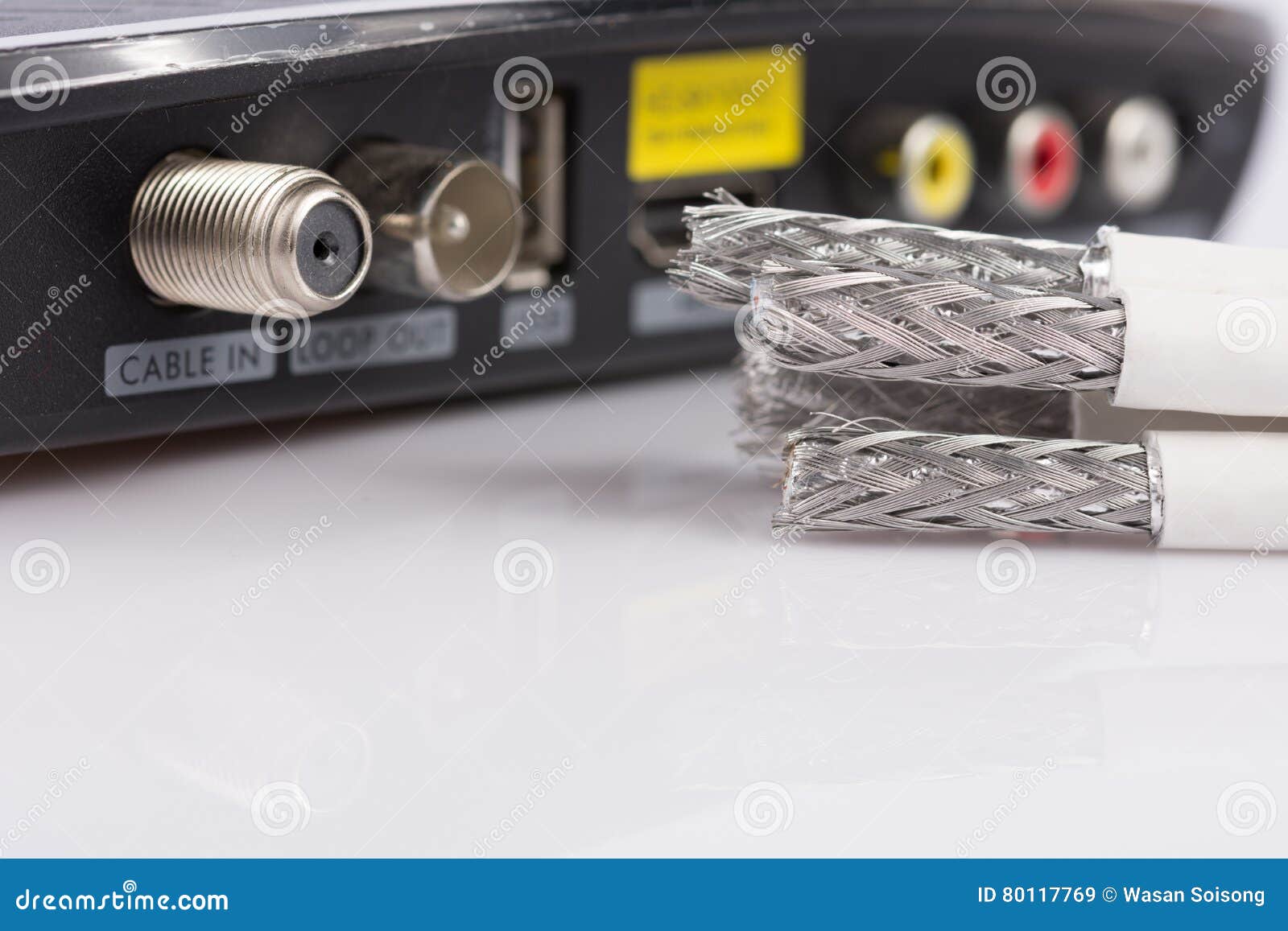 Cable for Digital TV, Cable TV,Data Cable on White Stock Image Image
