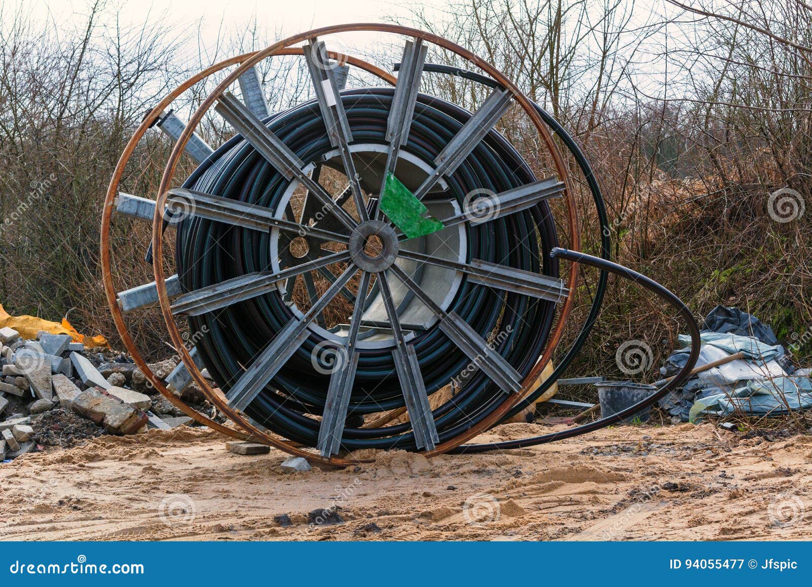 Cable Drums with Fiber Optic Cable Stock Image Image of cabling