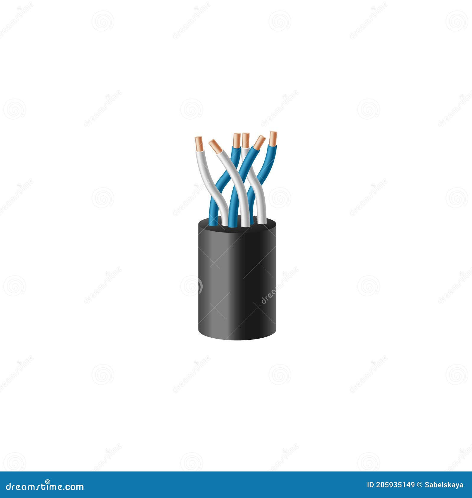 Colorido cable eléctrico de tres hilos. fondo de tecnología