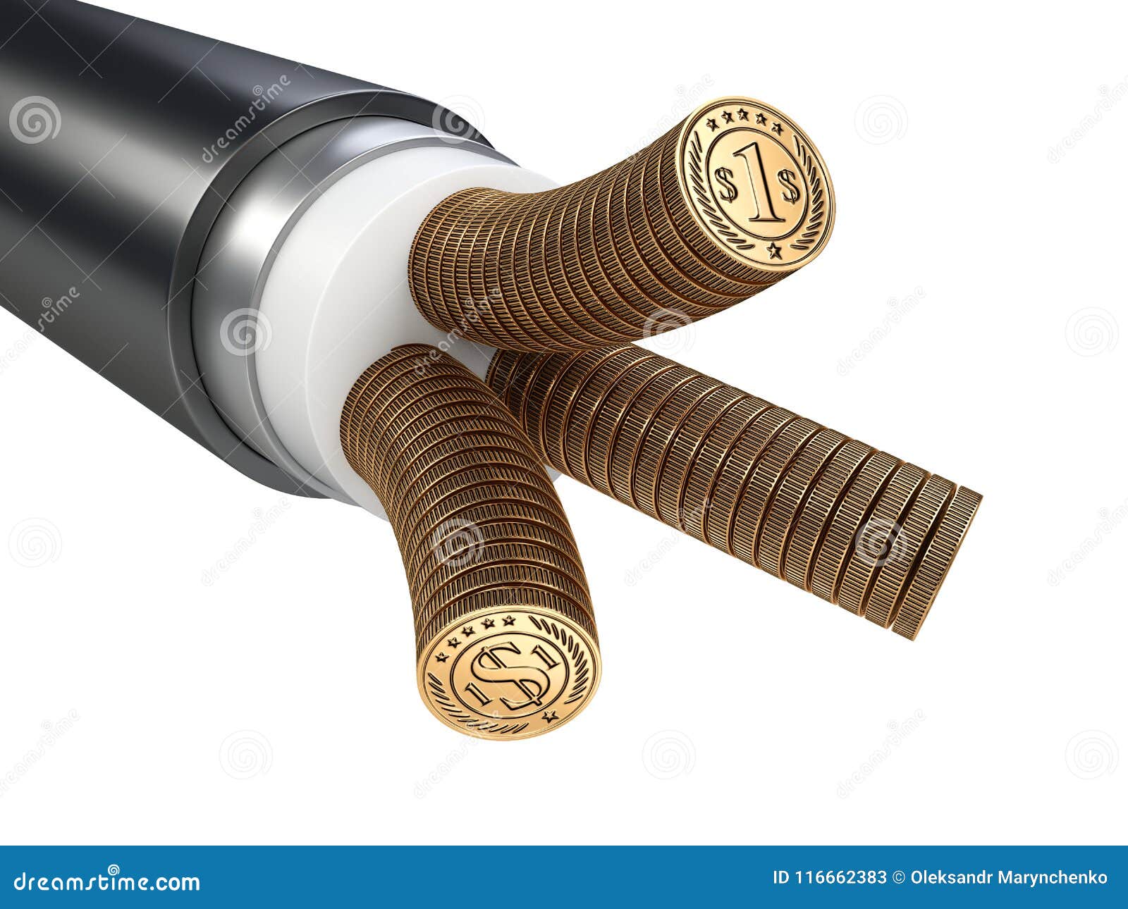 The Cable is Electric. Conductors Made from Coins Stock Illustration