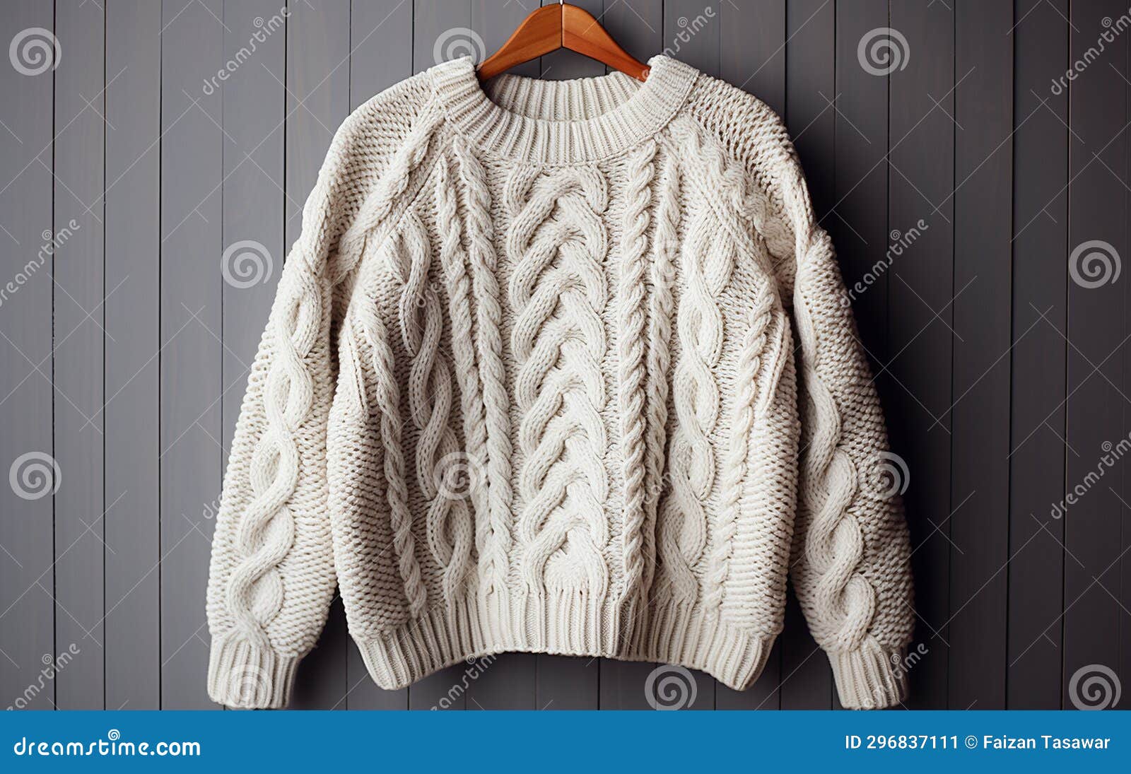 Cable Knit Sweater Set on a White Background Generative Ai Stock Image