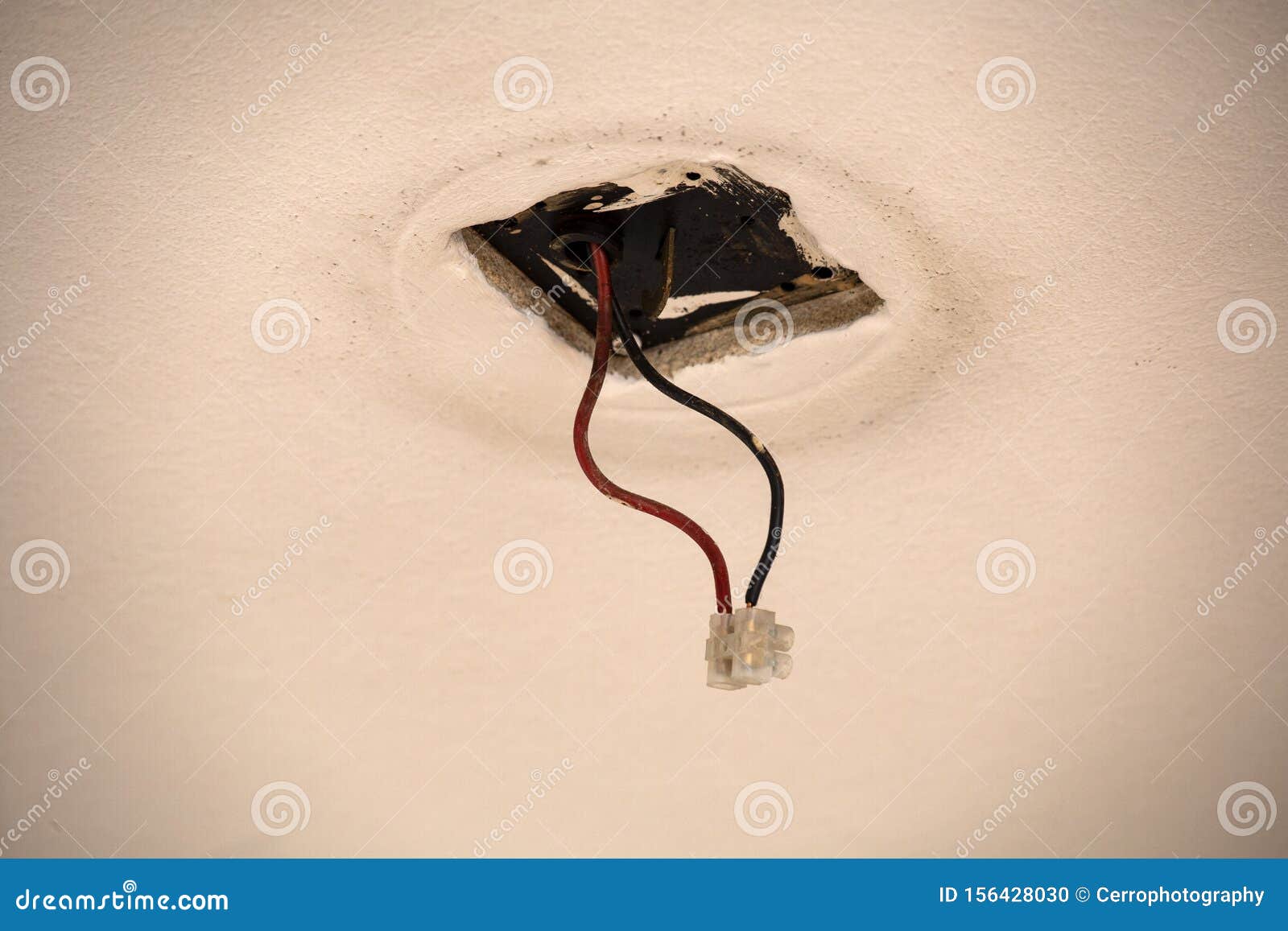 Cable Laying the Ceiling. Electrical Wires on the Wall. Wiring