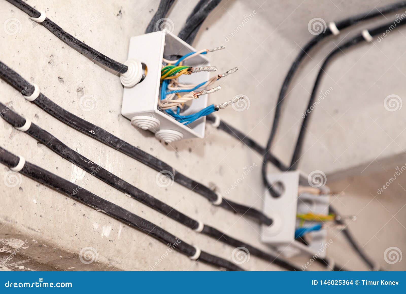 Cable Laying Ceiling Electrical Wires On Wall Wiring