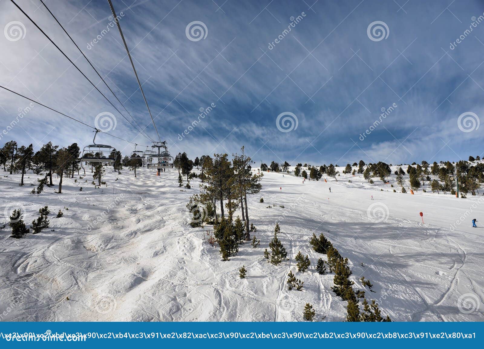 rope ski lift - vallnord, principality of andorra, europe.
