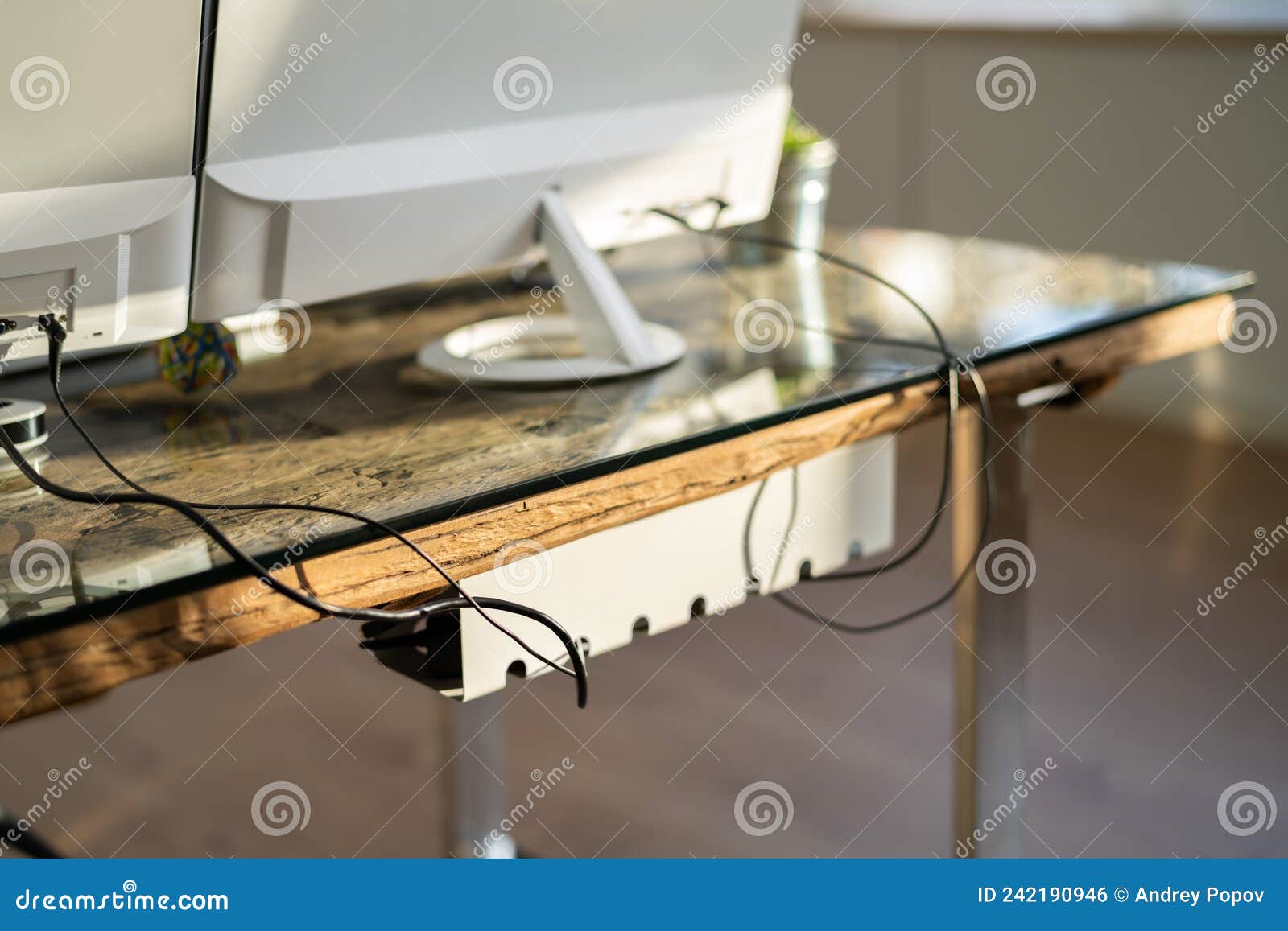 Cable Manager at Office Desk Stock Photo Image of workplace, keyboard