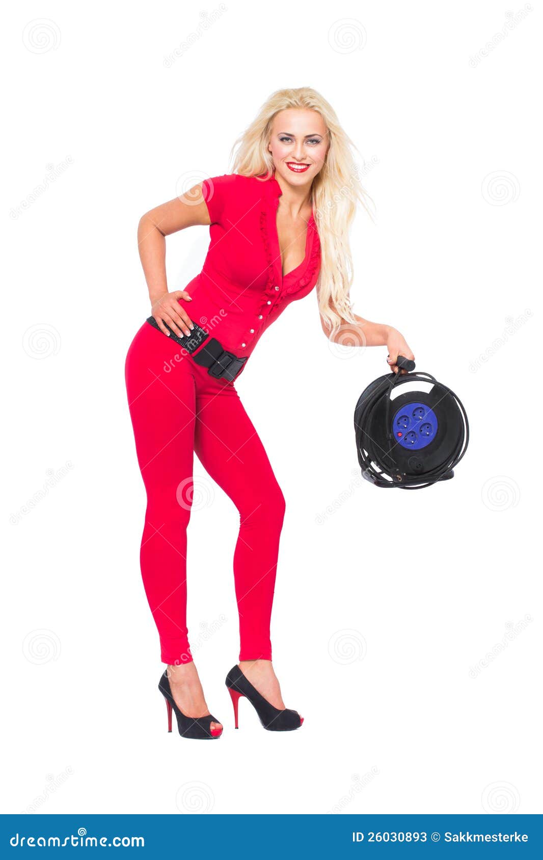 Cable Reel and Skillful Woman Stock Image Image of depot