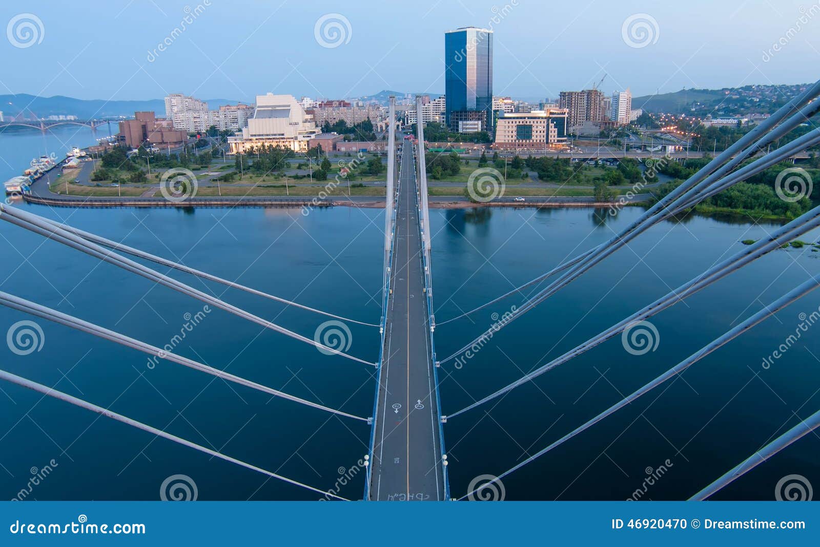 with the cable-stayed bridge in krasnoyarsk