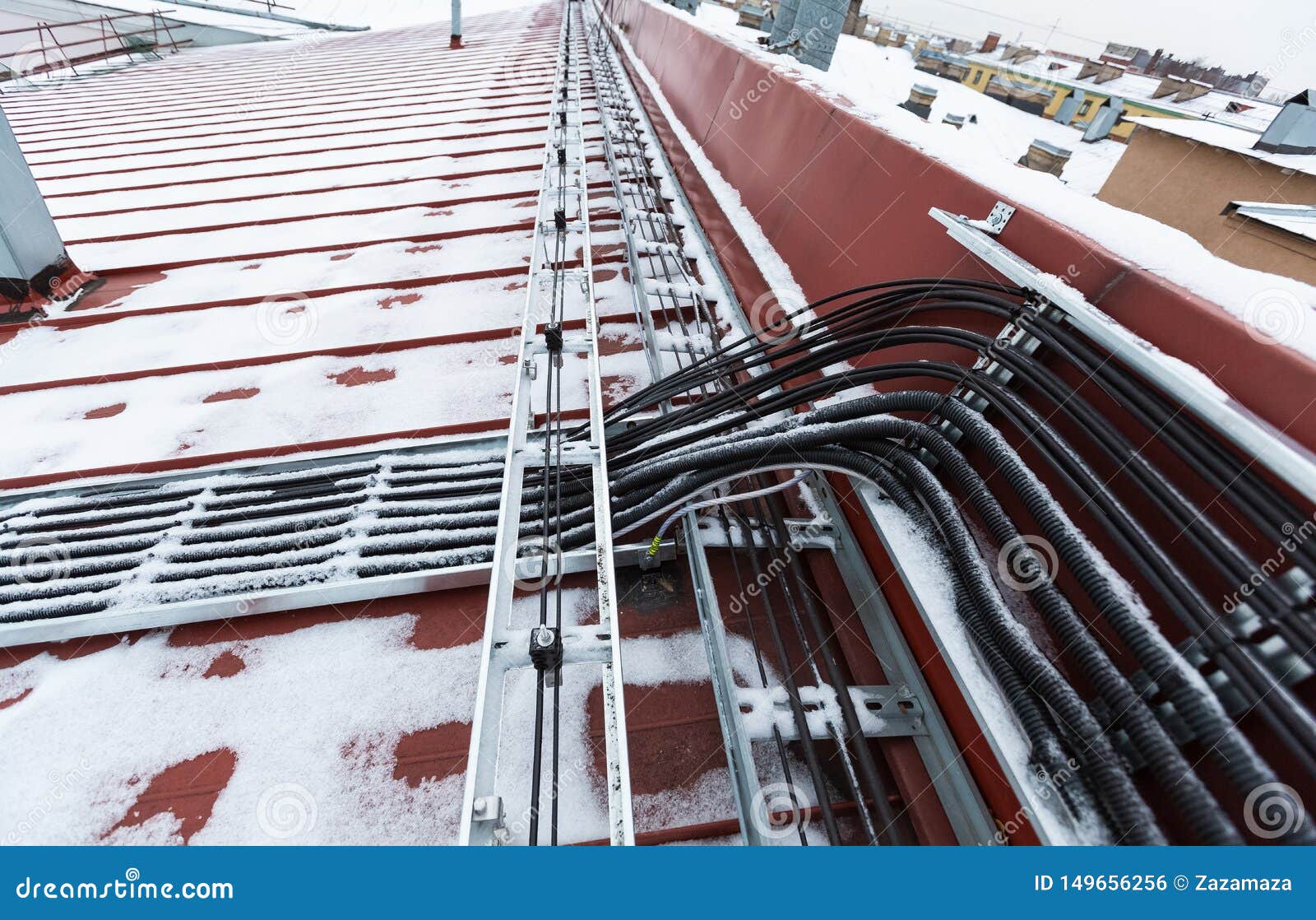 Cable Tray Outside with Cables, Ground Cables, Optic