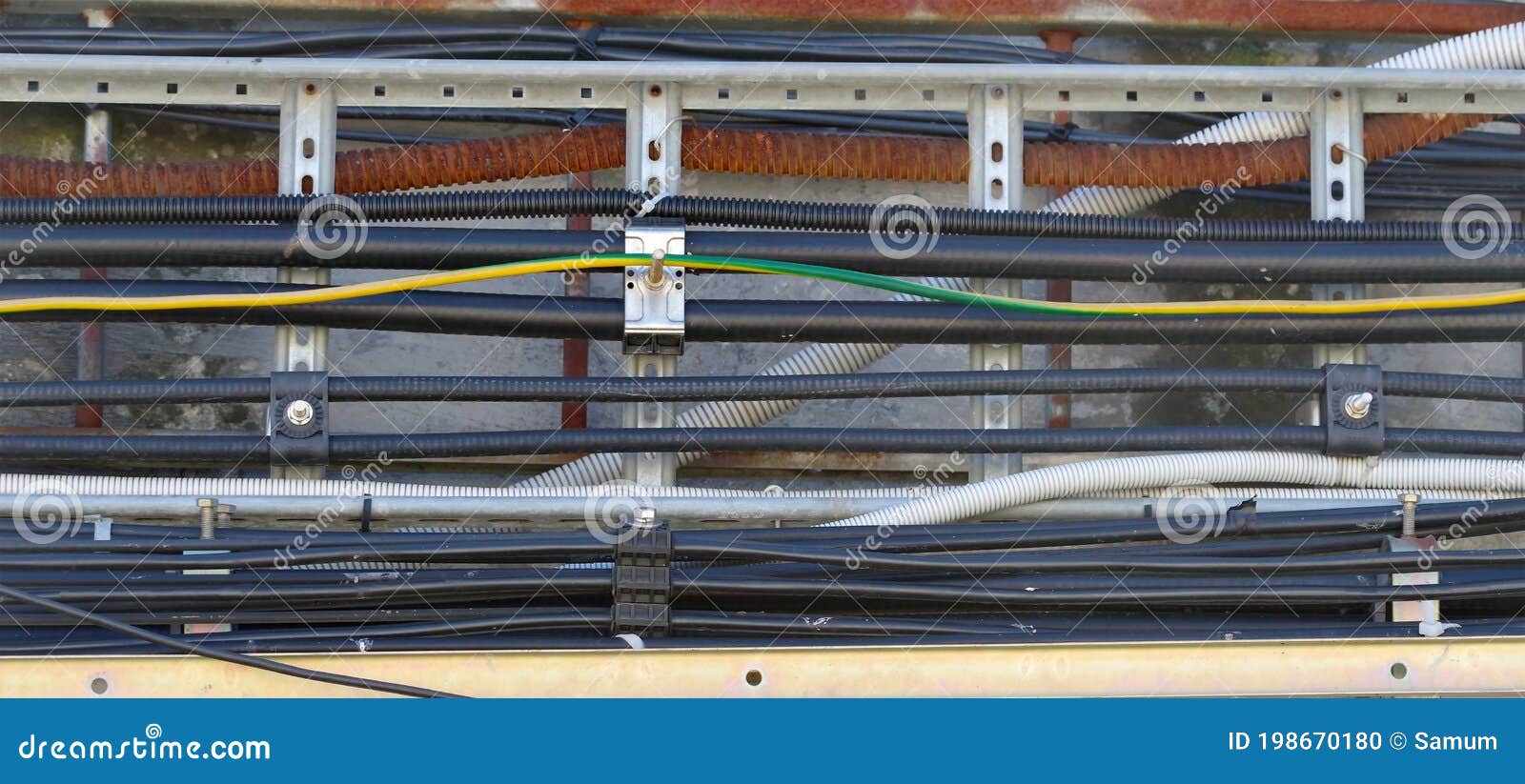 The cable tray at site stock photo. Image of energy 198670180