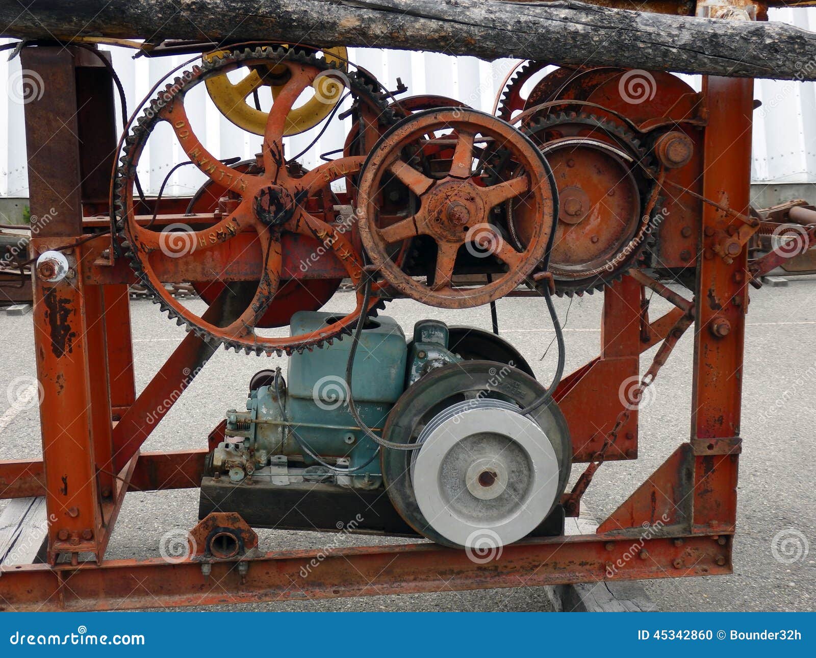 A cable winch for logging stock photo. Image of wood 45342860