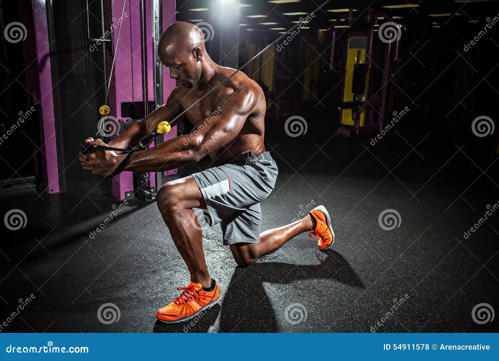 Chest Workout With Cables - Stock Image - Everypixel