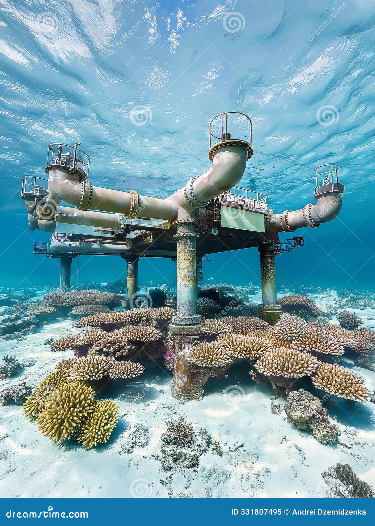 Cables Beneath the Ocean Surface. Visual Representation Stock Image ...