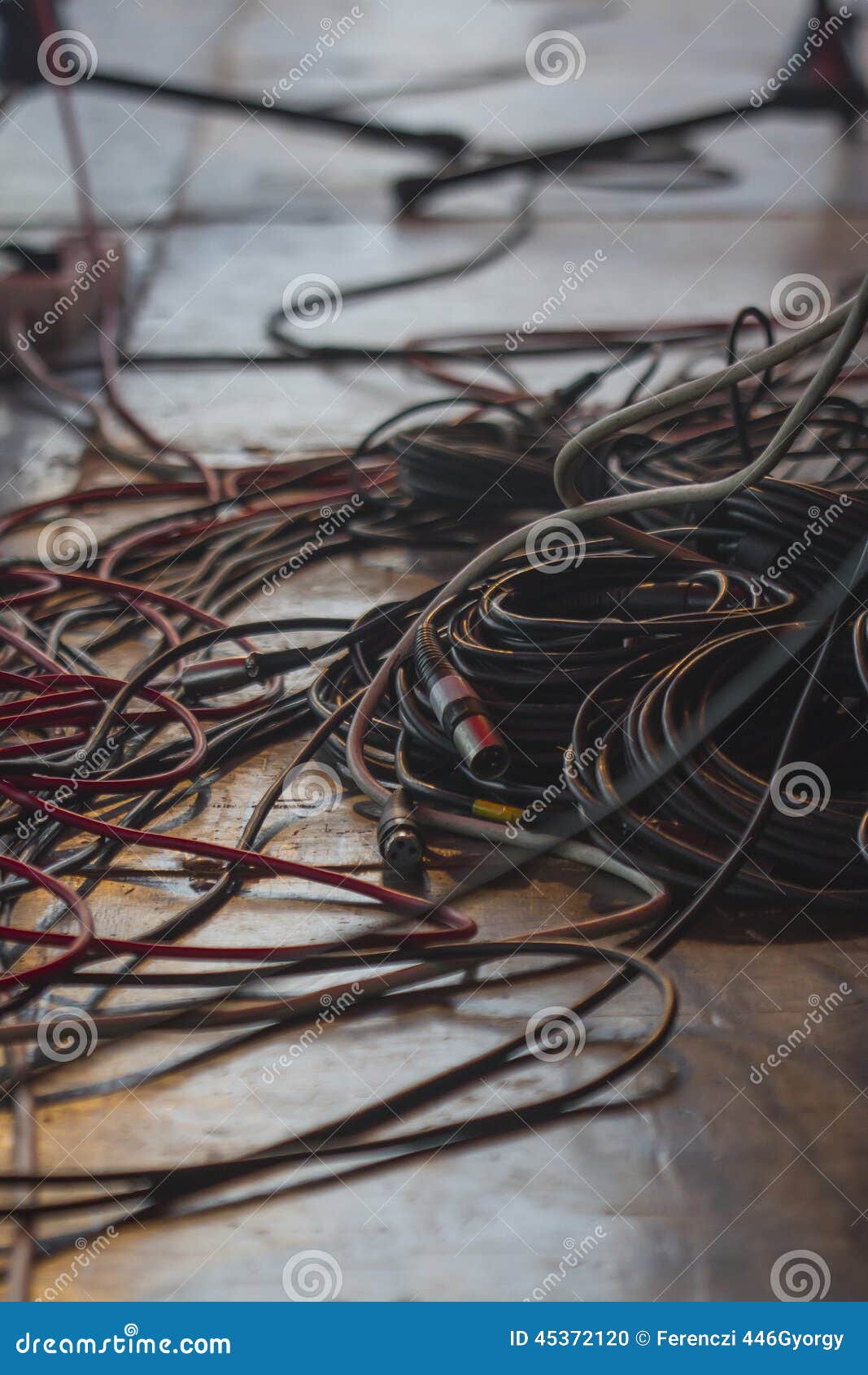 Cables on a concert stage stock photo. Image of band 45372120