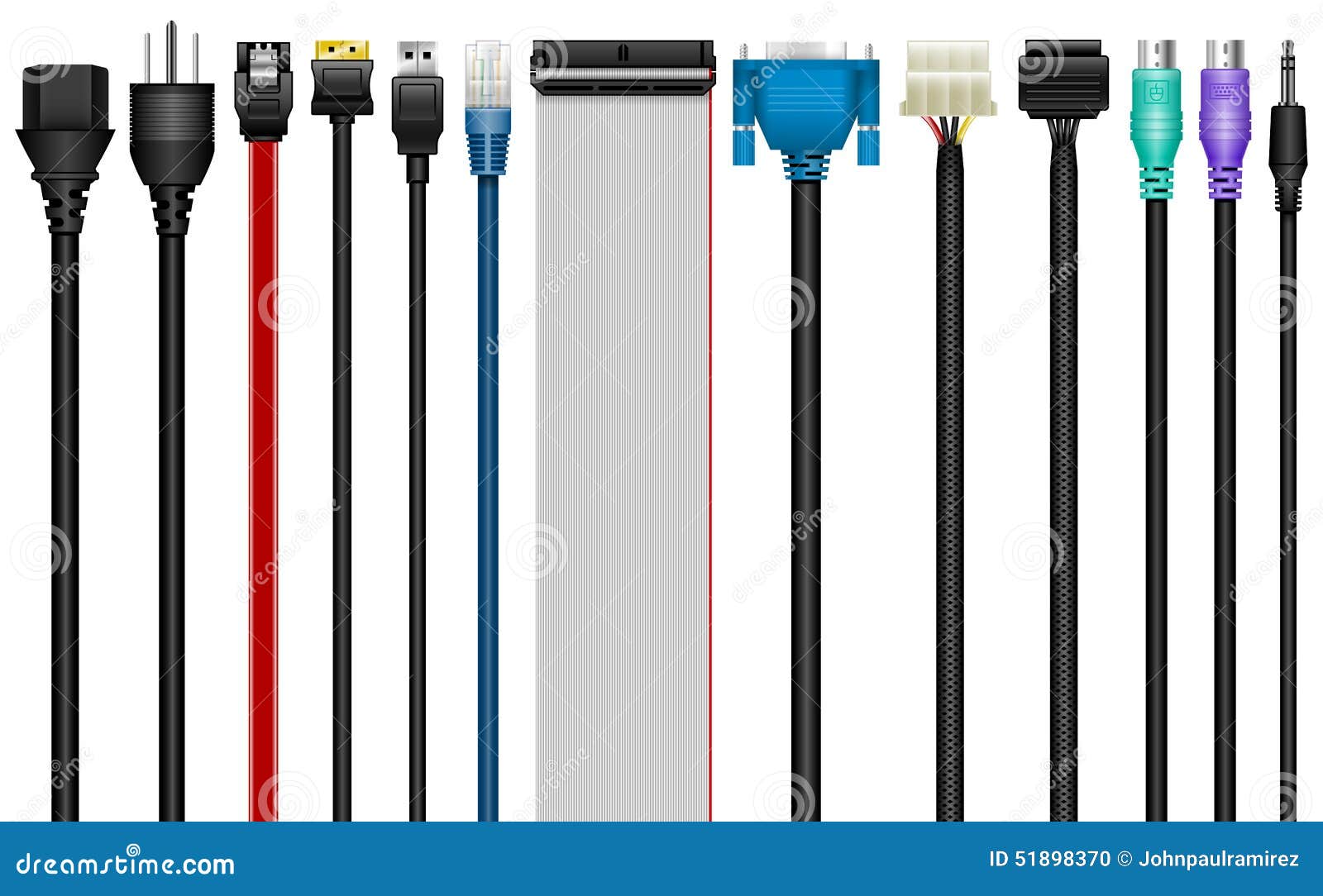 Cables Del Ordenador, Conectores, Tecnología del Vector - Ilustración de cable, vector: