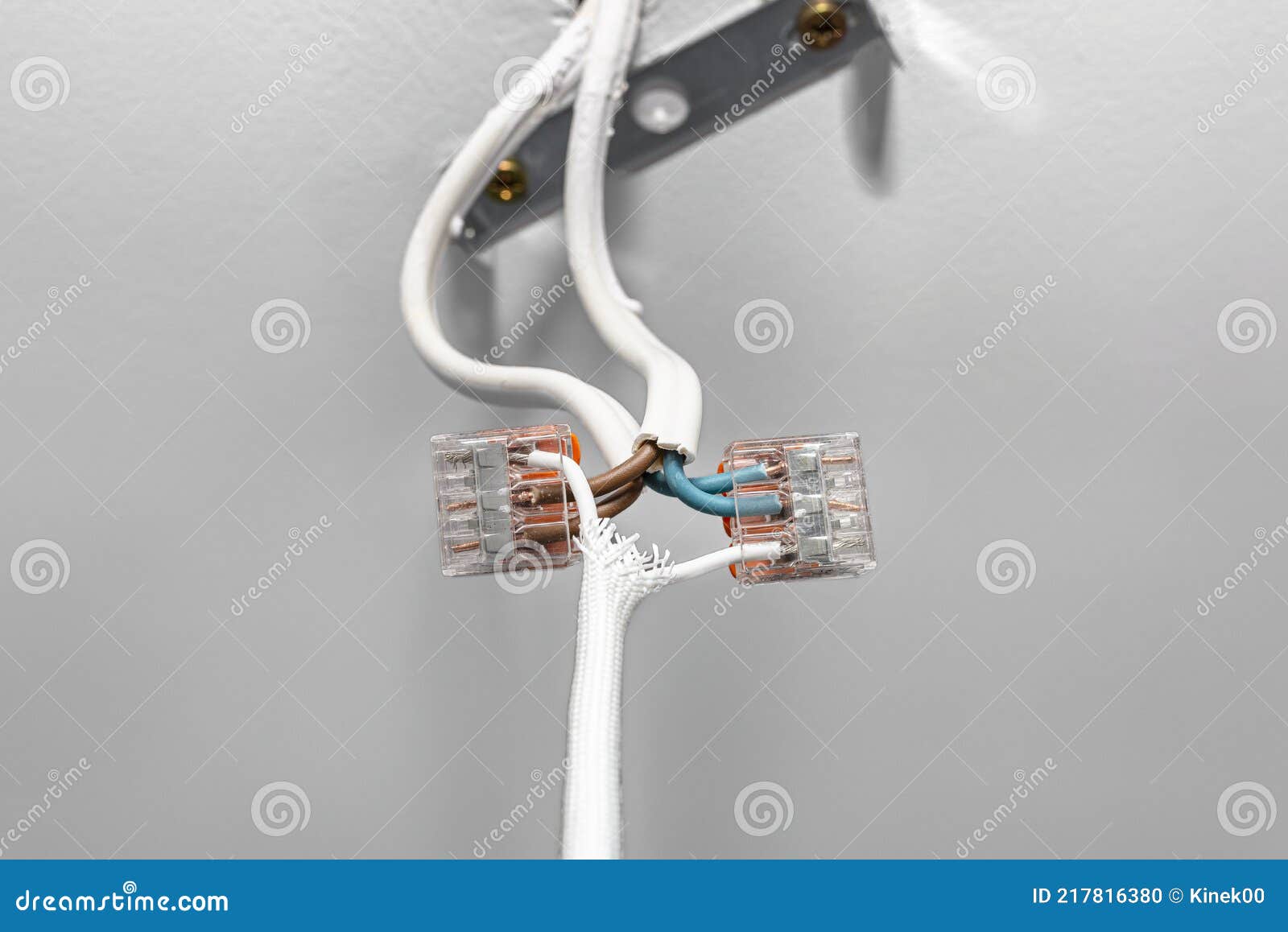 Cables from the LED Lighting Connected To the Power Supply in the