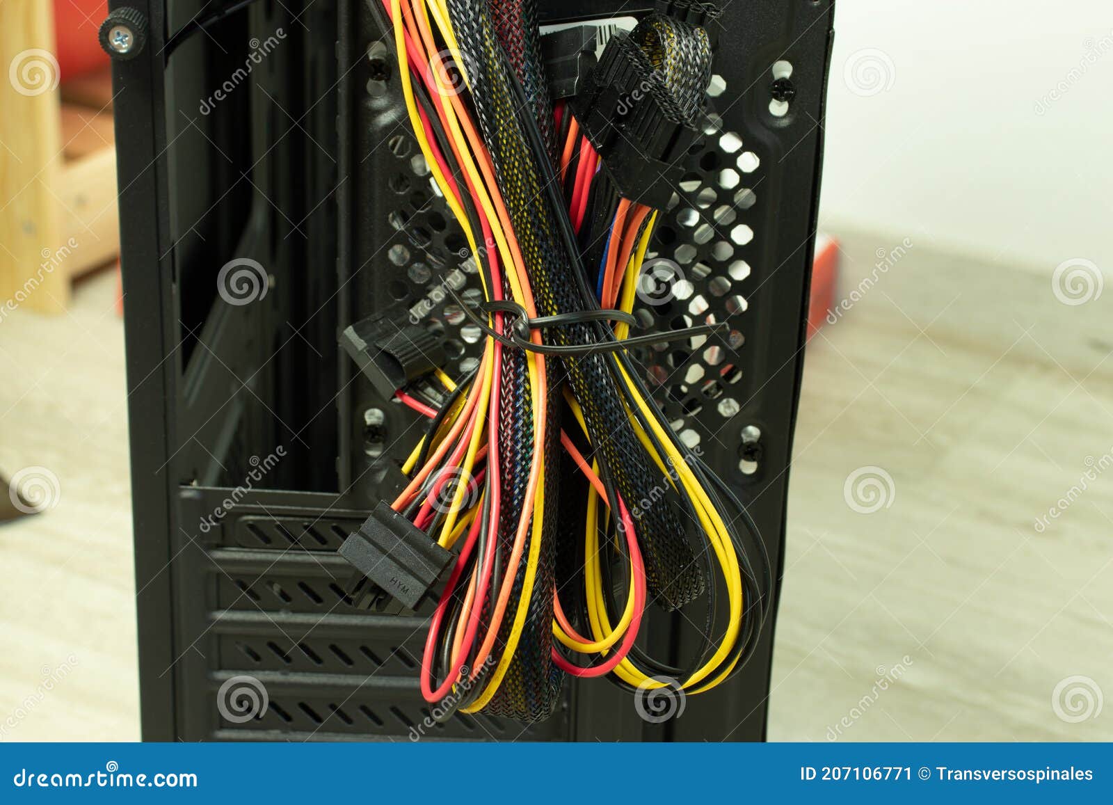 Cables and Wires from the Power Supply for Connection To Computer