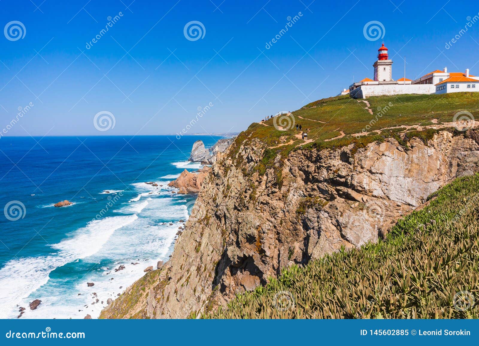 cabo da roca, portugal. lighthouse and cliffs over atlantic ocean