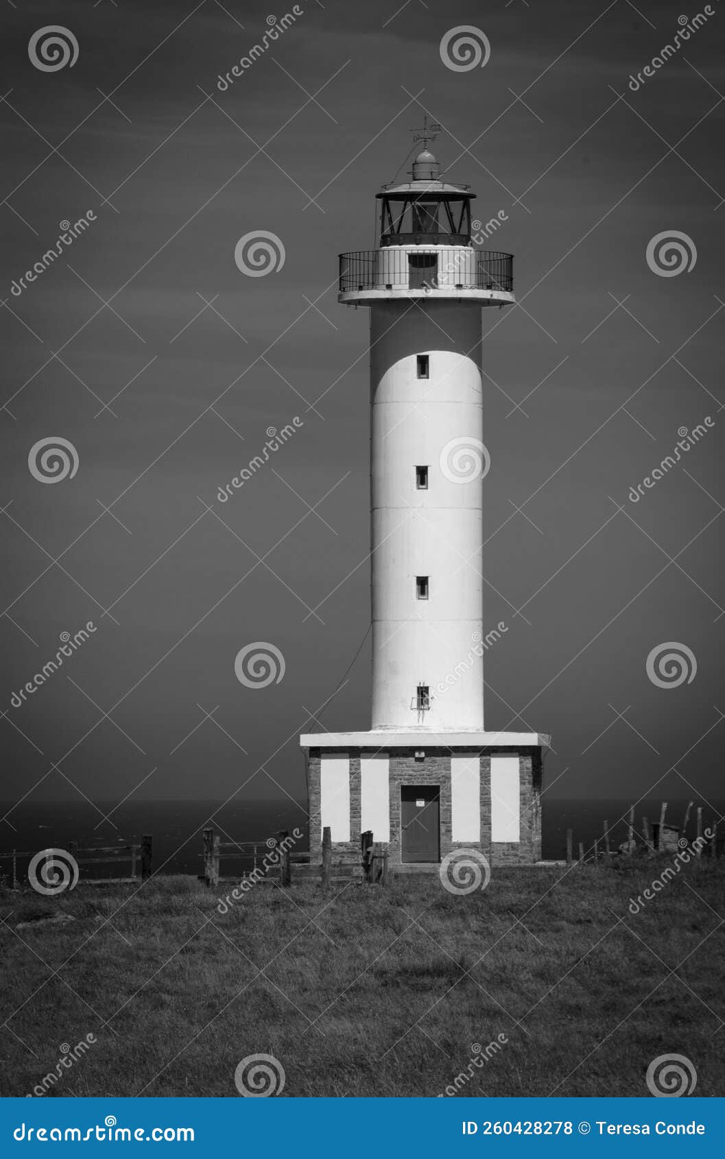 cabo de lastres lighthouse in luces-colunga, in asturias. spain. black and white photo