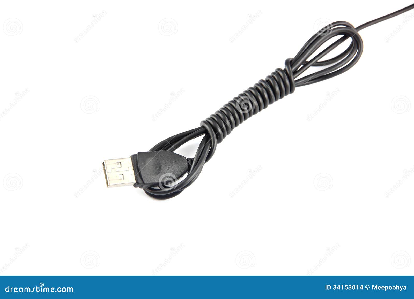 Cabo Preto USB Usado Para Conectar O Computador. Foto de Stock Imagem