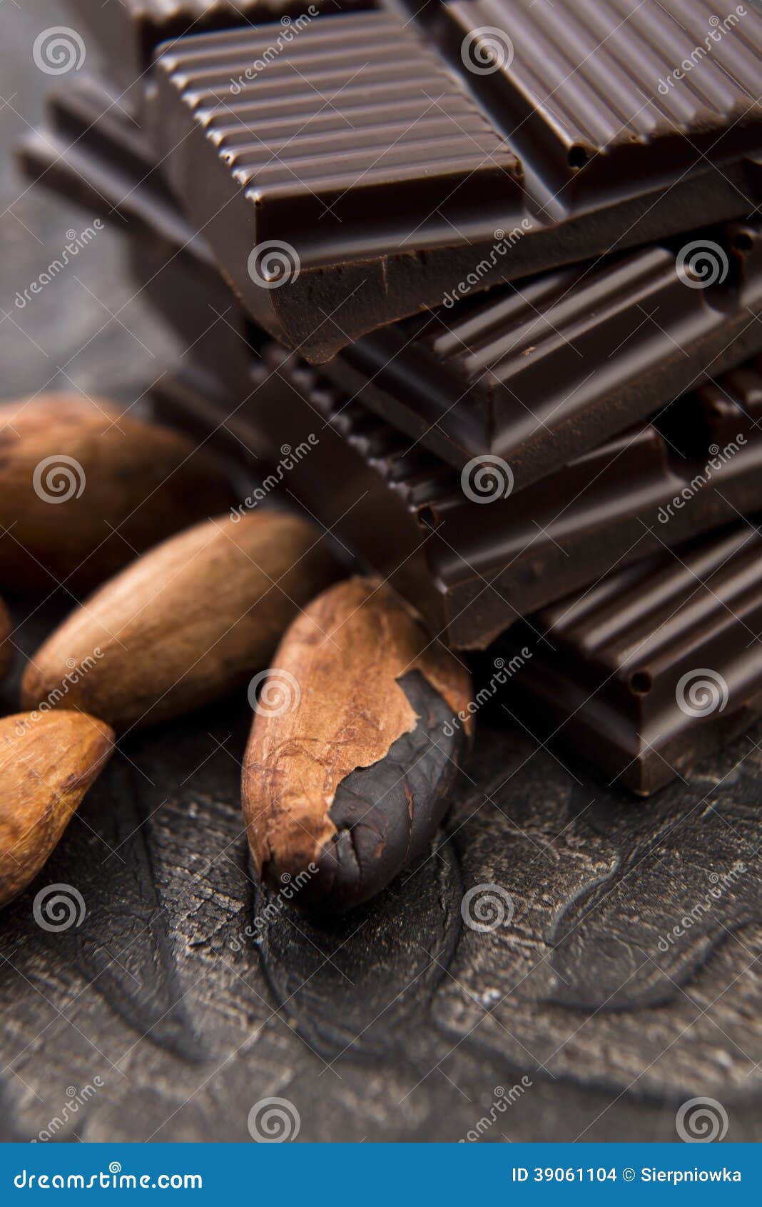 Cacao Beans with Milk Chocolate Stock Photo Image of dark, delicious