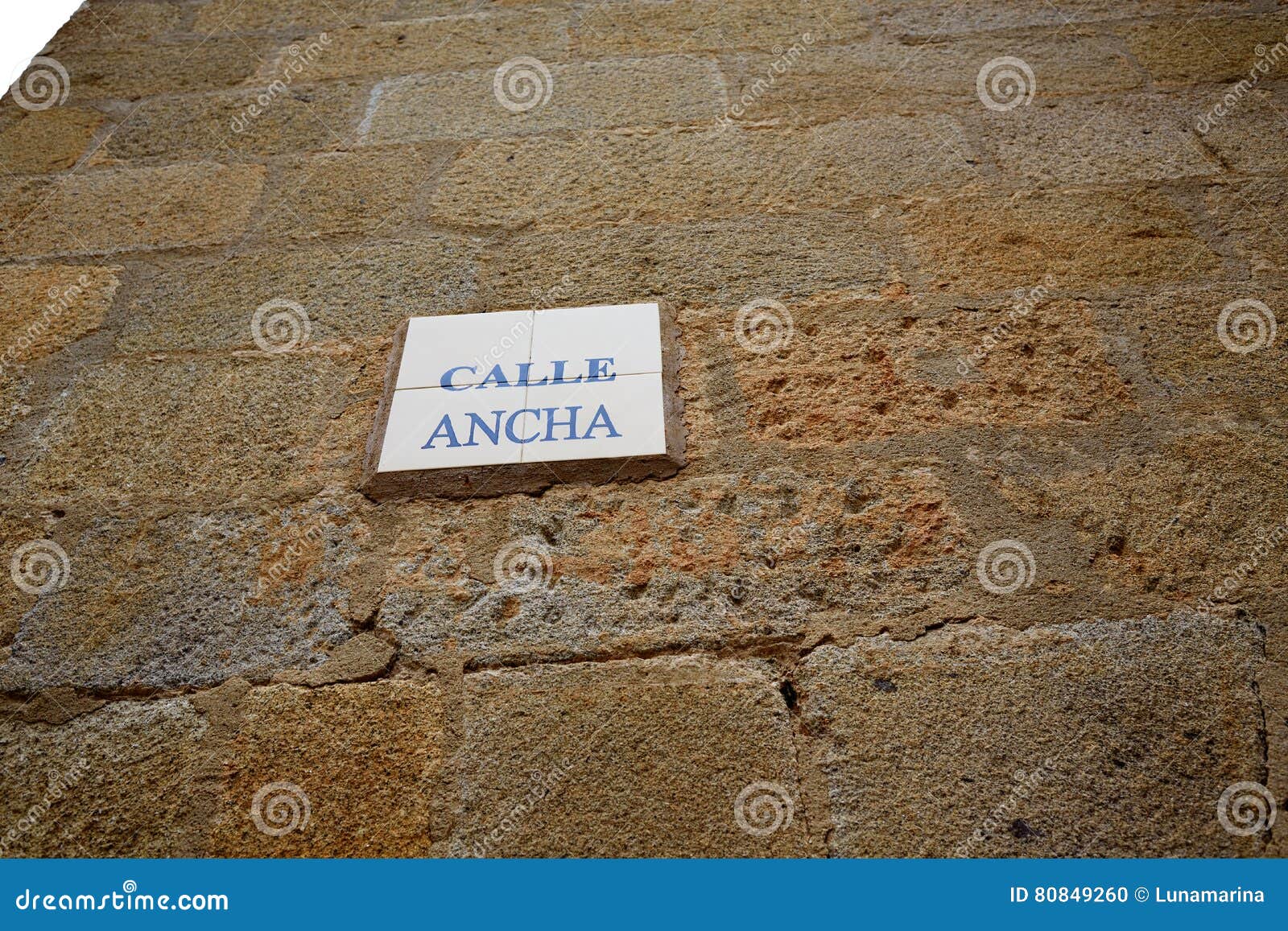 caceres calle ancha street sign in spain