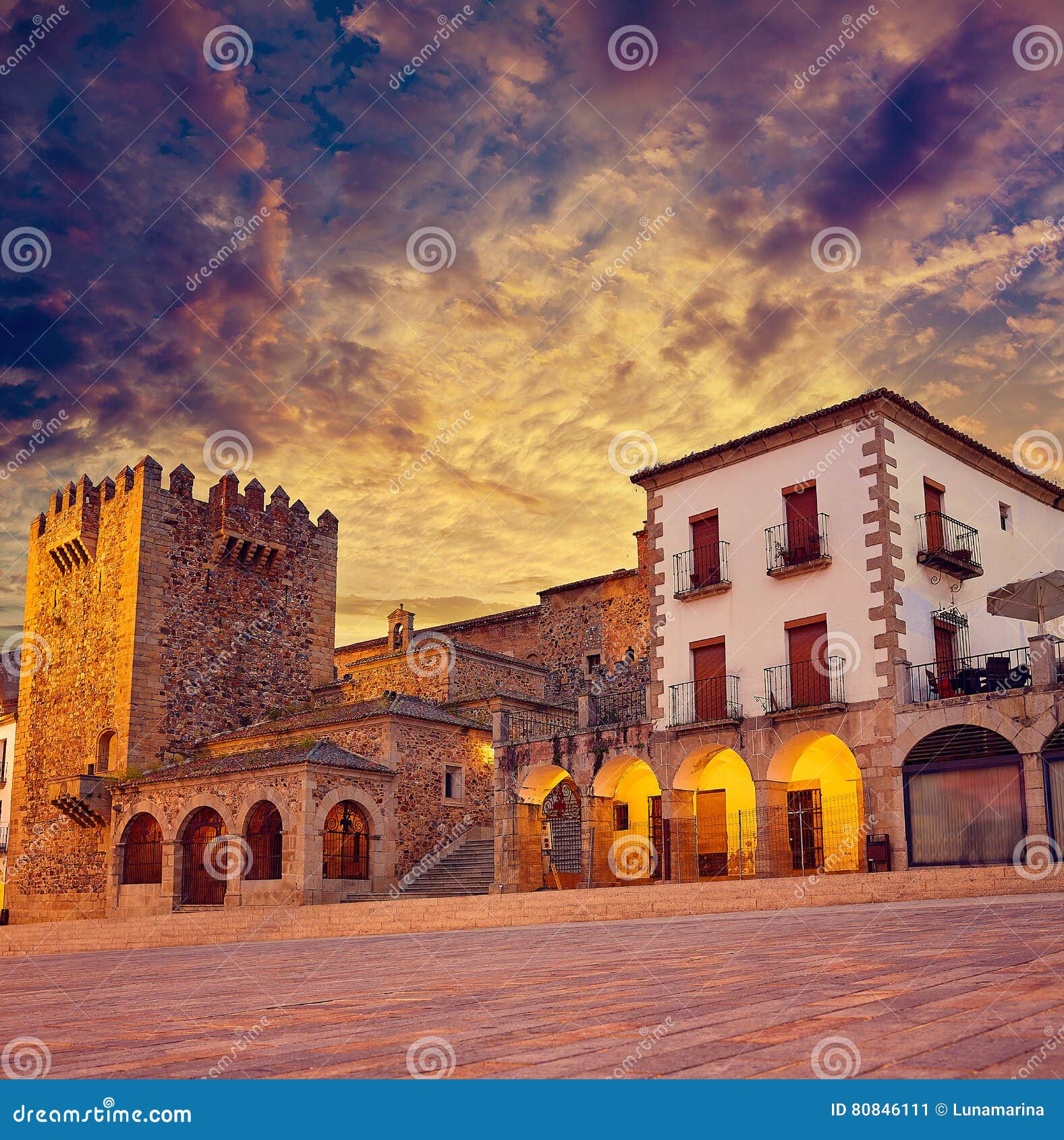 caceres plaza mayor extremadura of spain