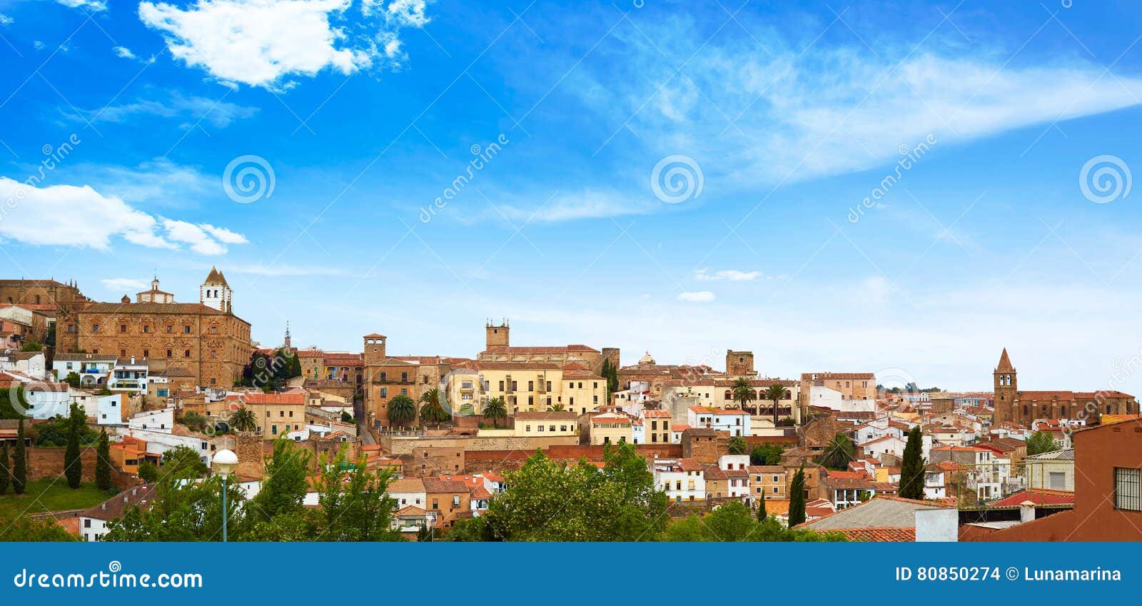 caceres skyline in extremadura of spain