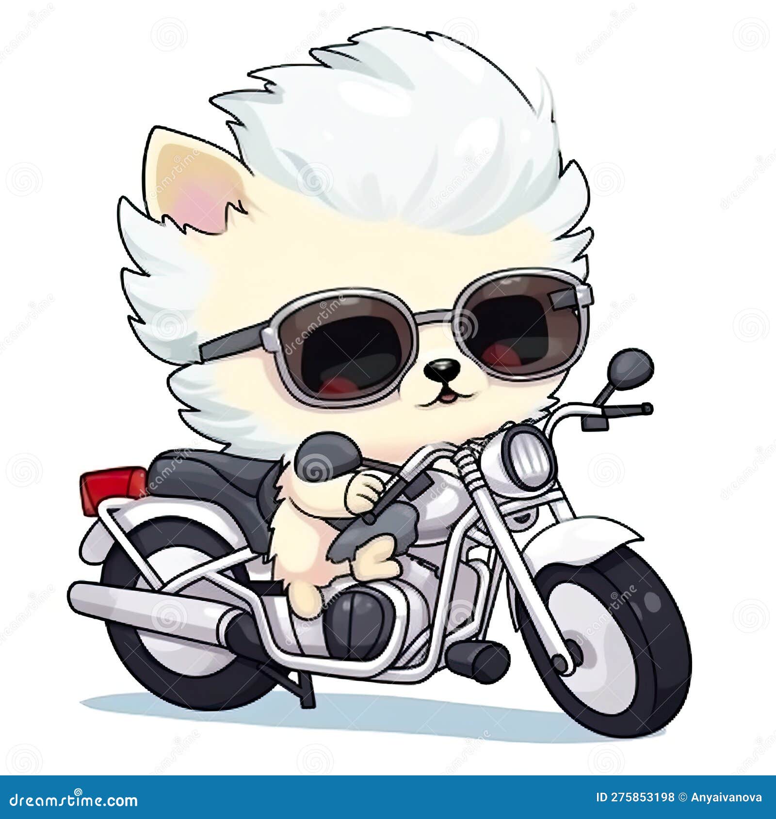 Cachorrinho Branco Bonitinho Como Motoqueira Com Desenho Animado De Moto  Estilo Chibi Ai Generative Ilustração Stock - Ilustração de velocidade,  gerado: 275853198