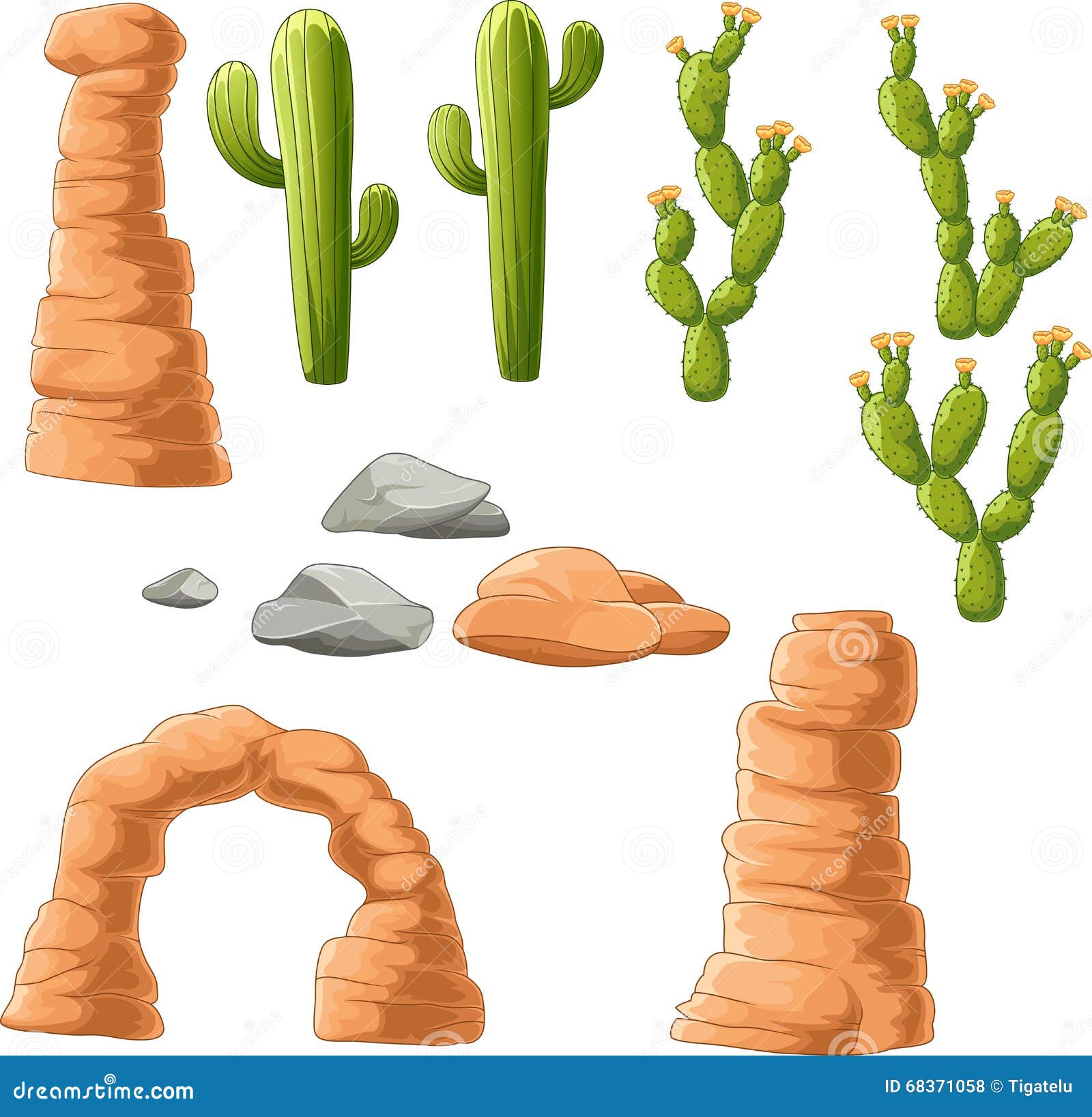 Cacto Em Desenhos Animados Do Cen?rio Do Deserto Ilustração do