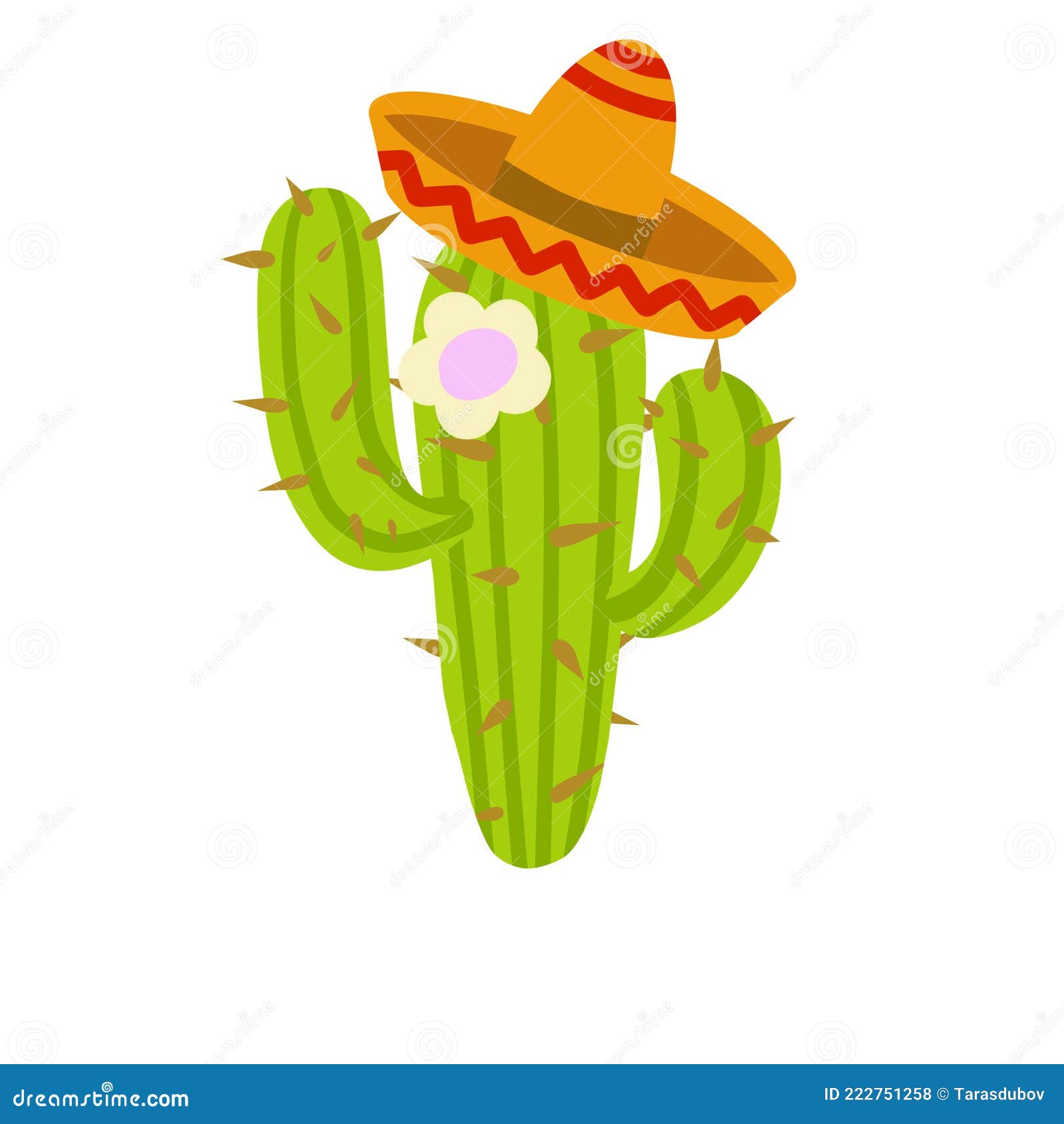 Conjunto de cactos com espinhos e flores cacto de planta verde mexicana com  espinhos elemento do deserto e paisagem do sul ilustração em vetor plana  dos desenhos animados isolado no fundo branco